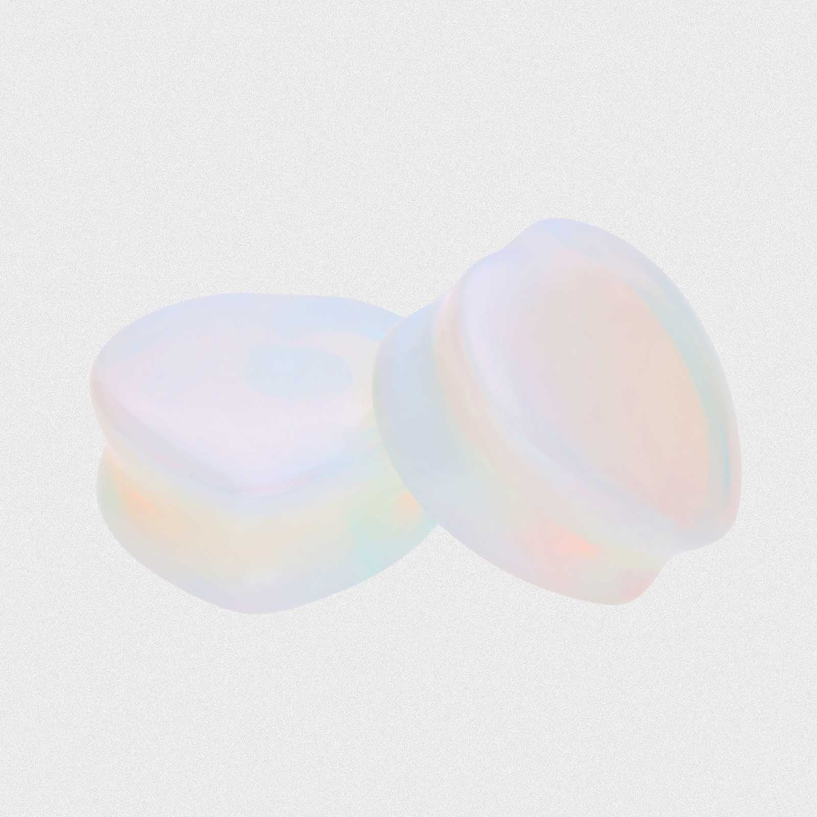 Opalite Heart Shaped Double Flare Stone Plug