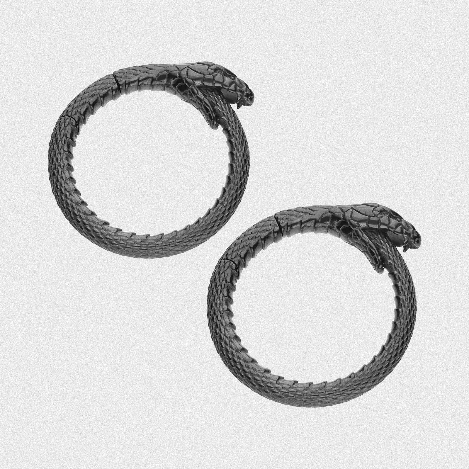 Ouroboros Snake Black PVD Magnetic Ear Weight