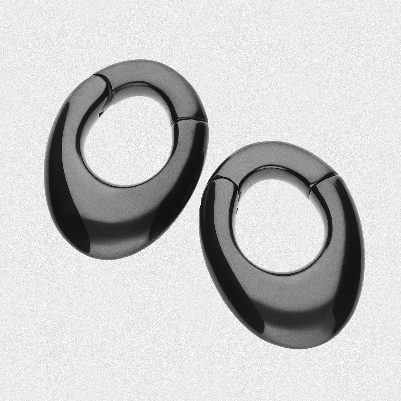 Oval Black PVD Magnetic Ear Weight