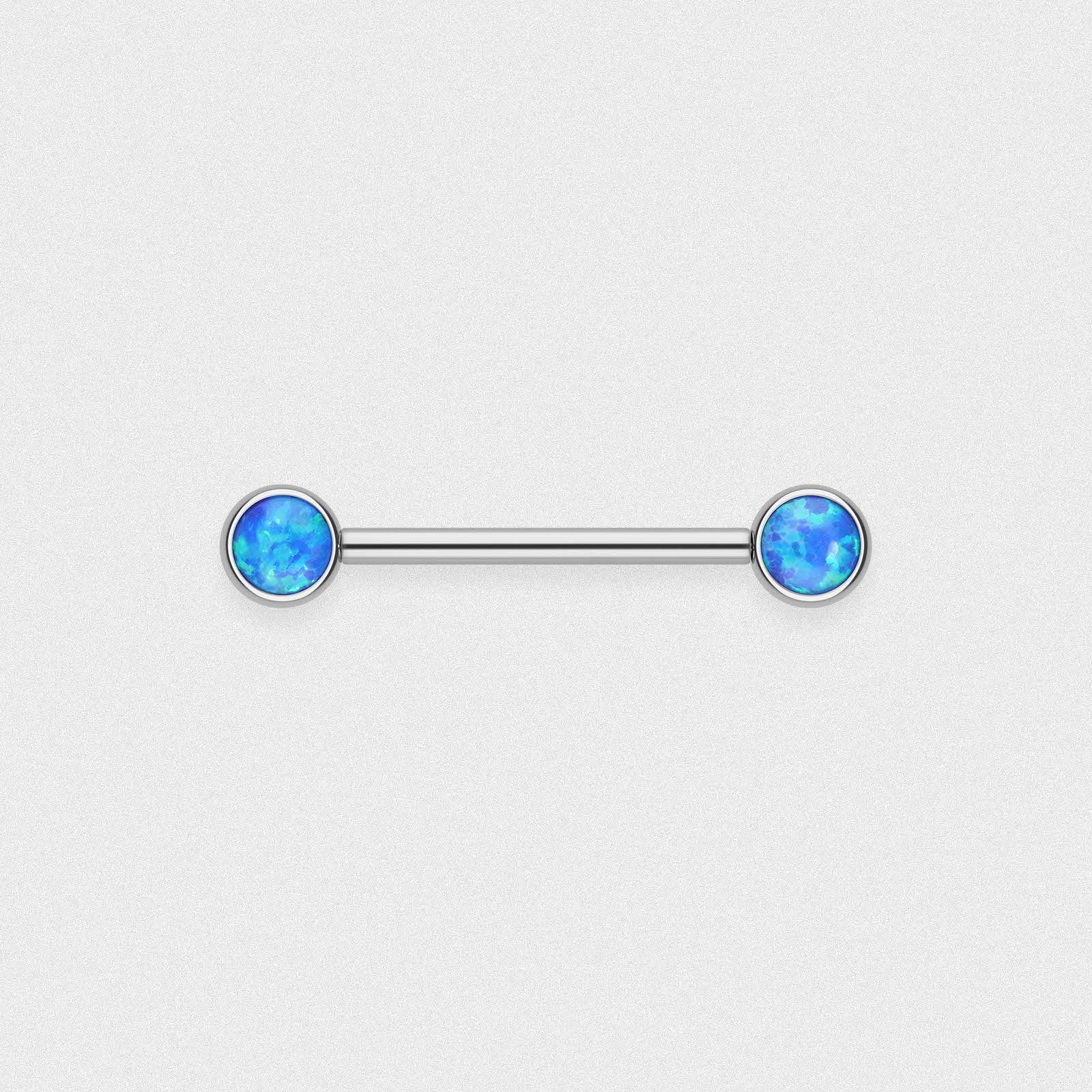 Pacific Blue Front Facing Synth Opal Titanium Threadless Barbell