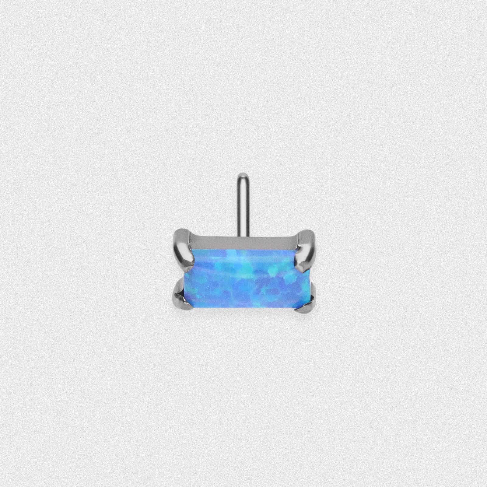 Pacific Blue Synth Opal Bar Titanium Threadless Top