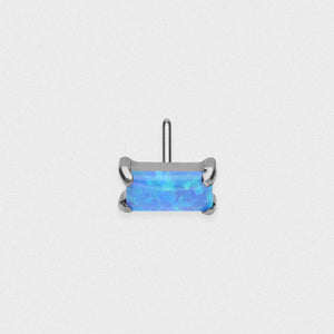 Pacific Blue Synth Opal Bar Titanium Threadless Top