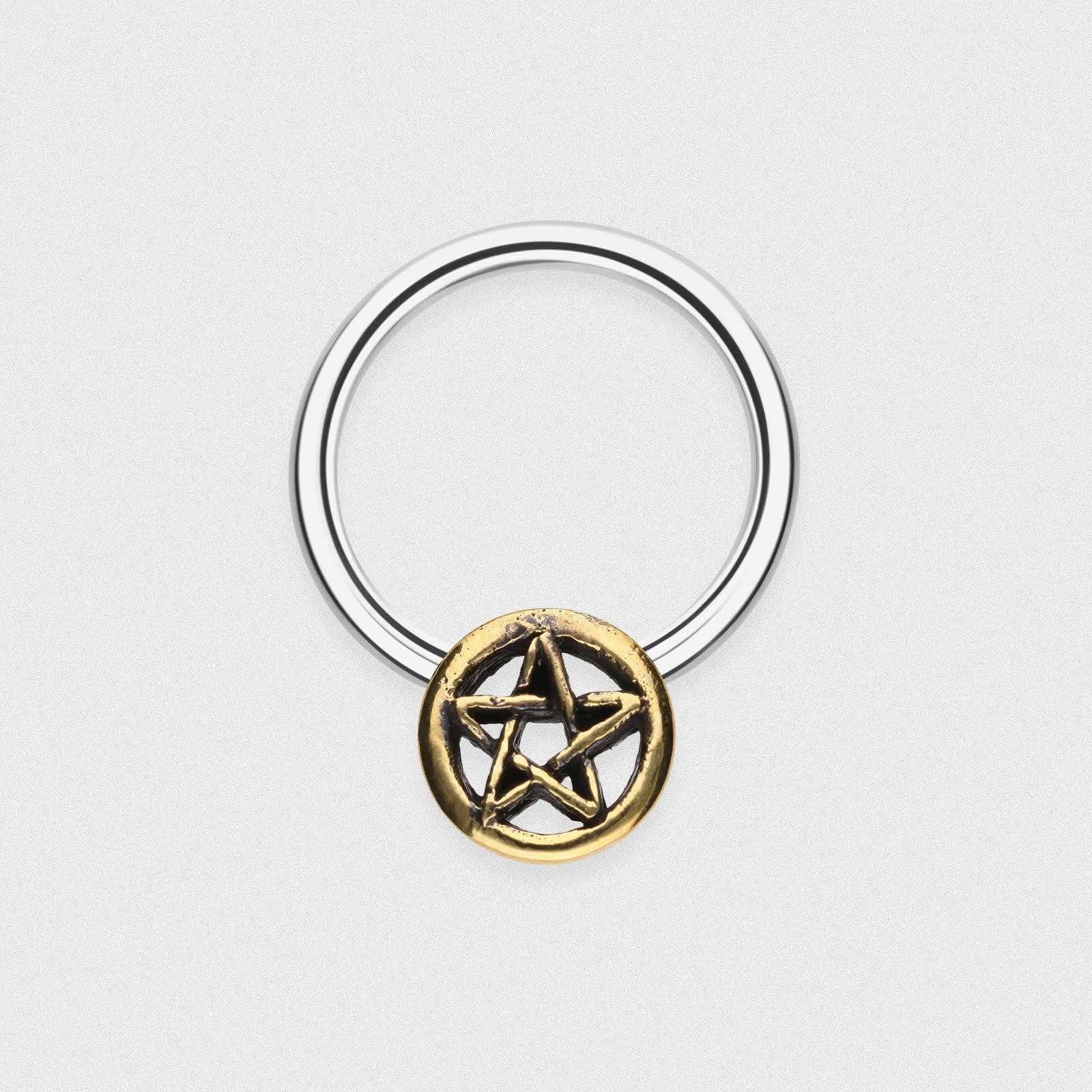 Pentagram Brass Surgical Steel BCR Ball Closure Ring Captive Rings