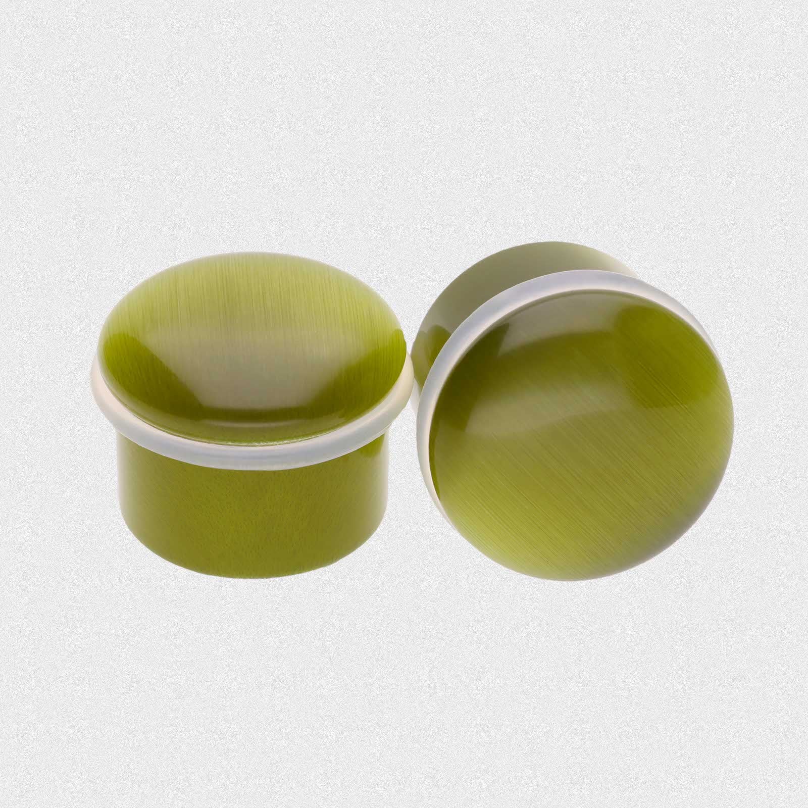 Peridot Cat's Eye Glass Single Flare Convex Plug