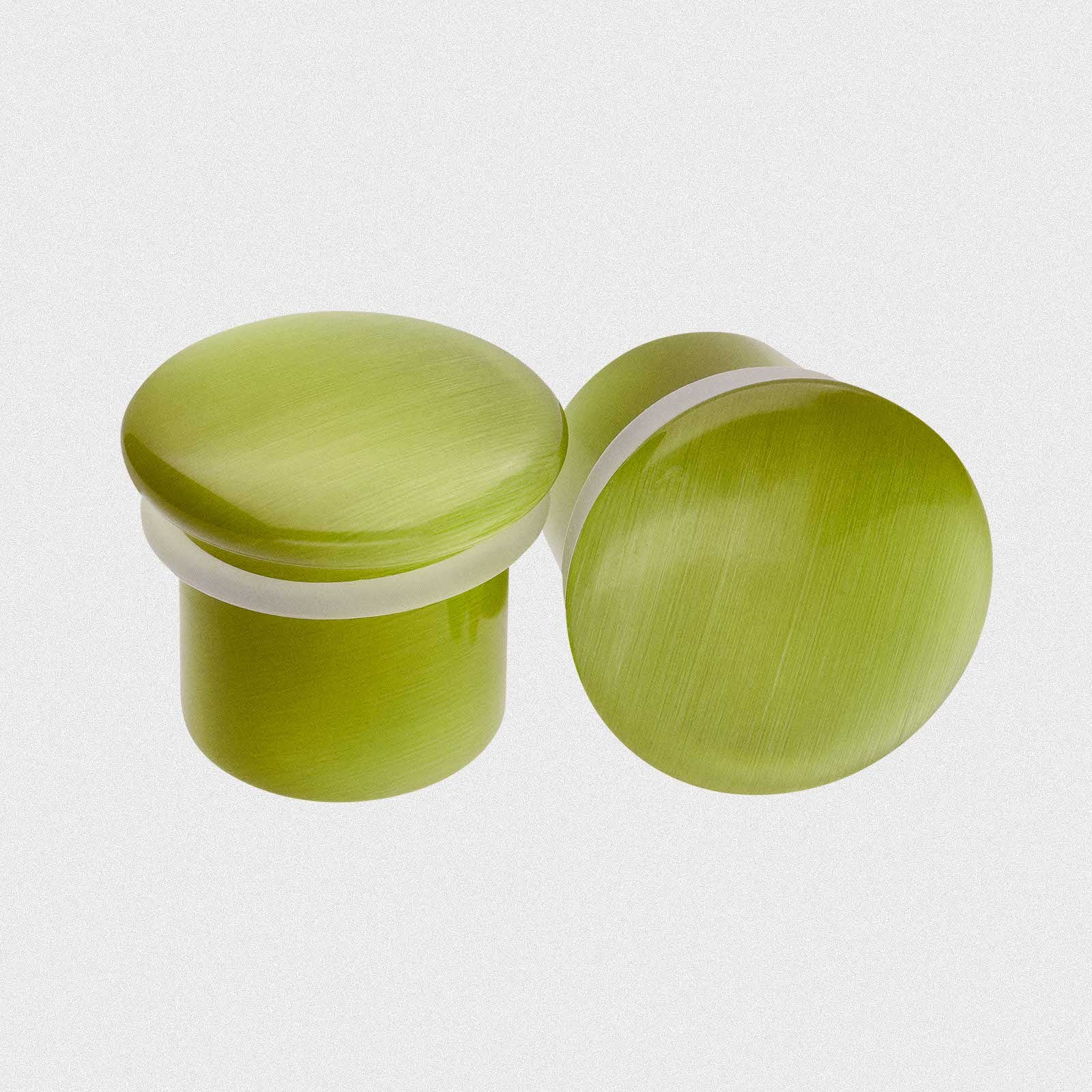 Peridot Cat's Eye Glass Single Flare Convex Plug