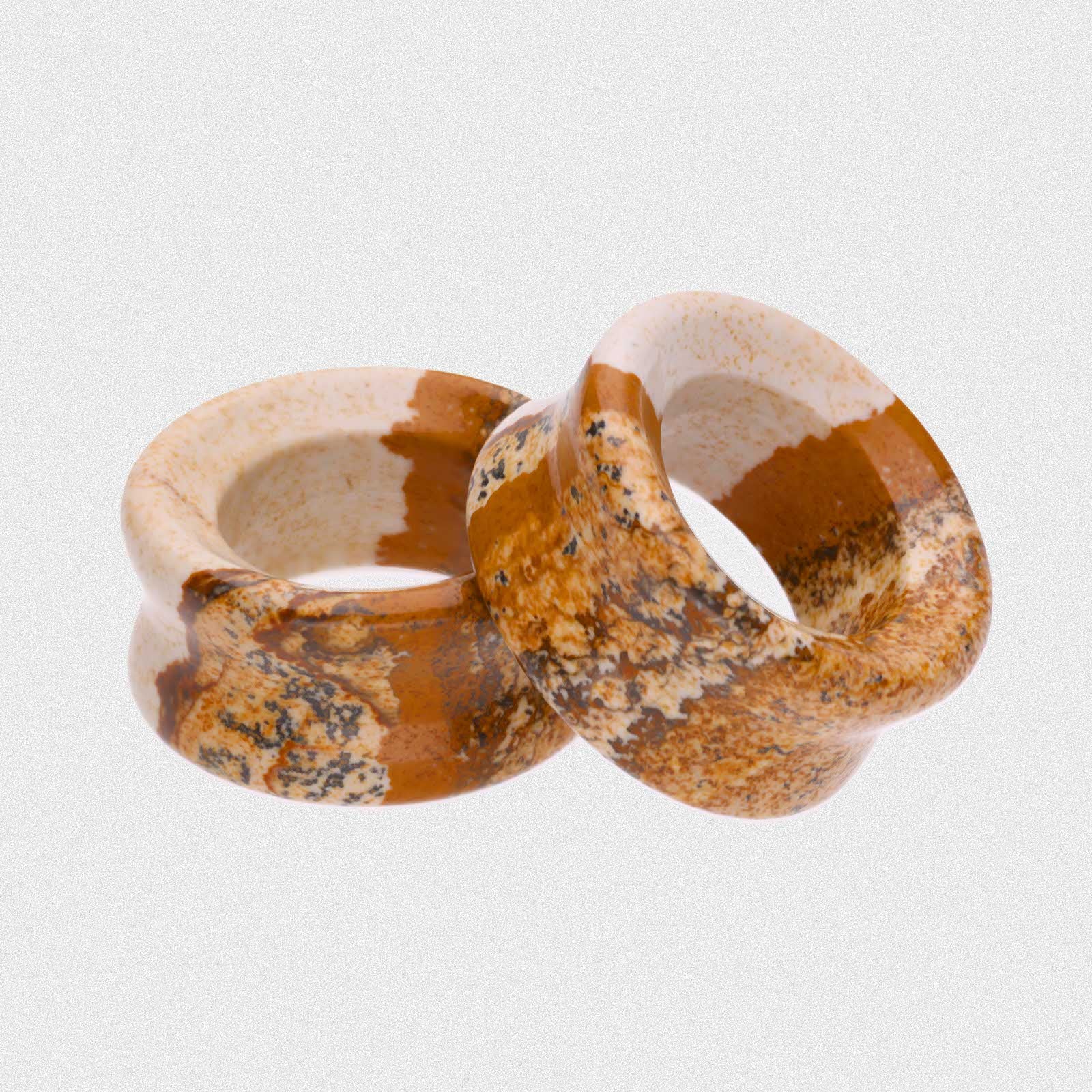 Picture Jasper Double Flare Concave Stone Tunnel