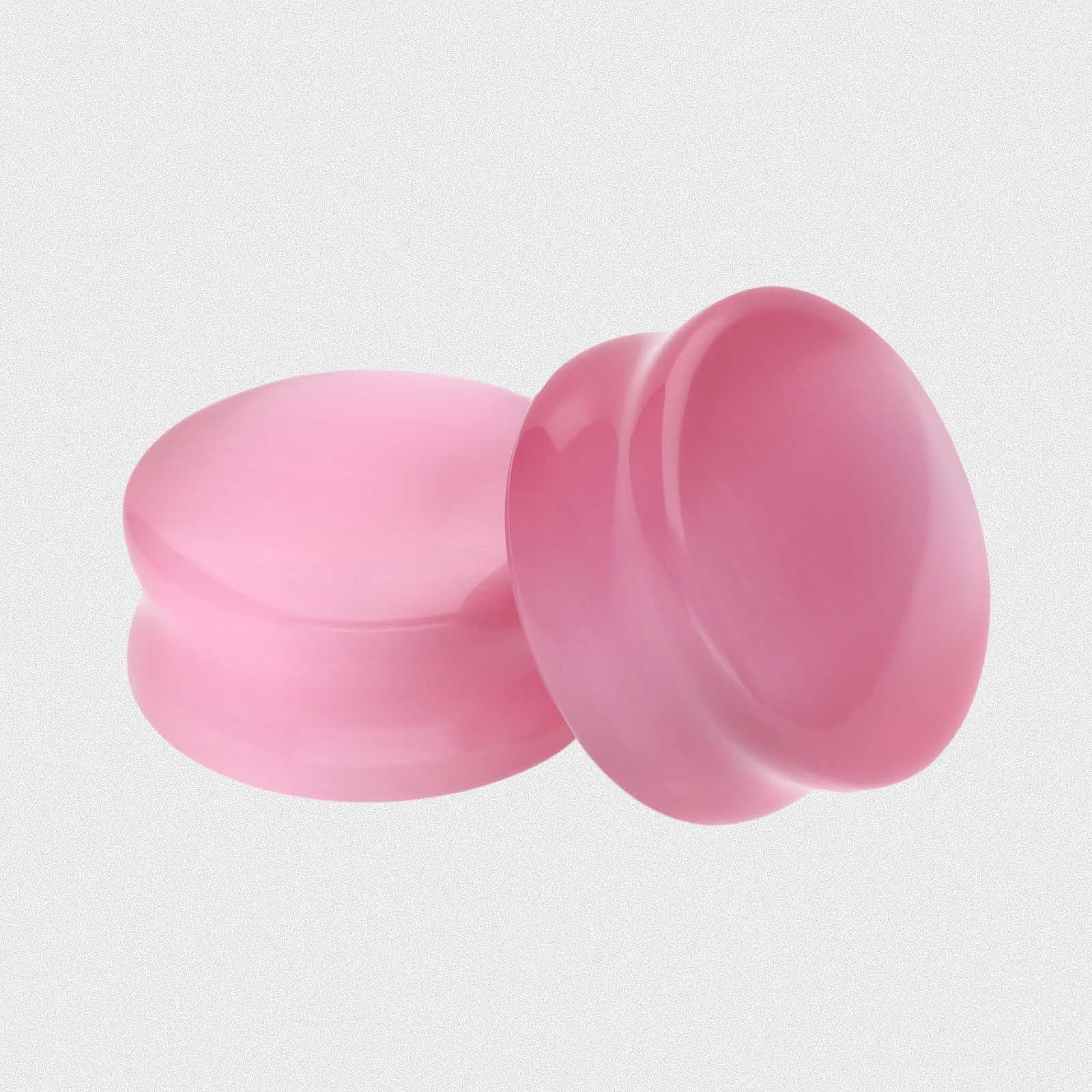 Pink Cat's Eye Glass Double Flare Convex Plug