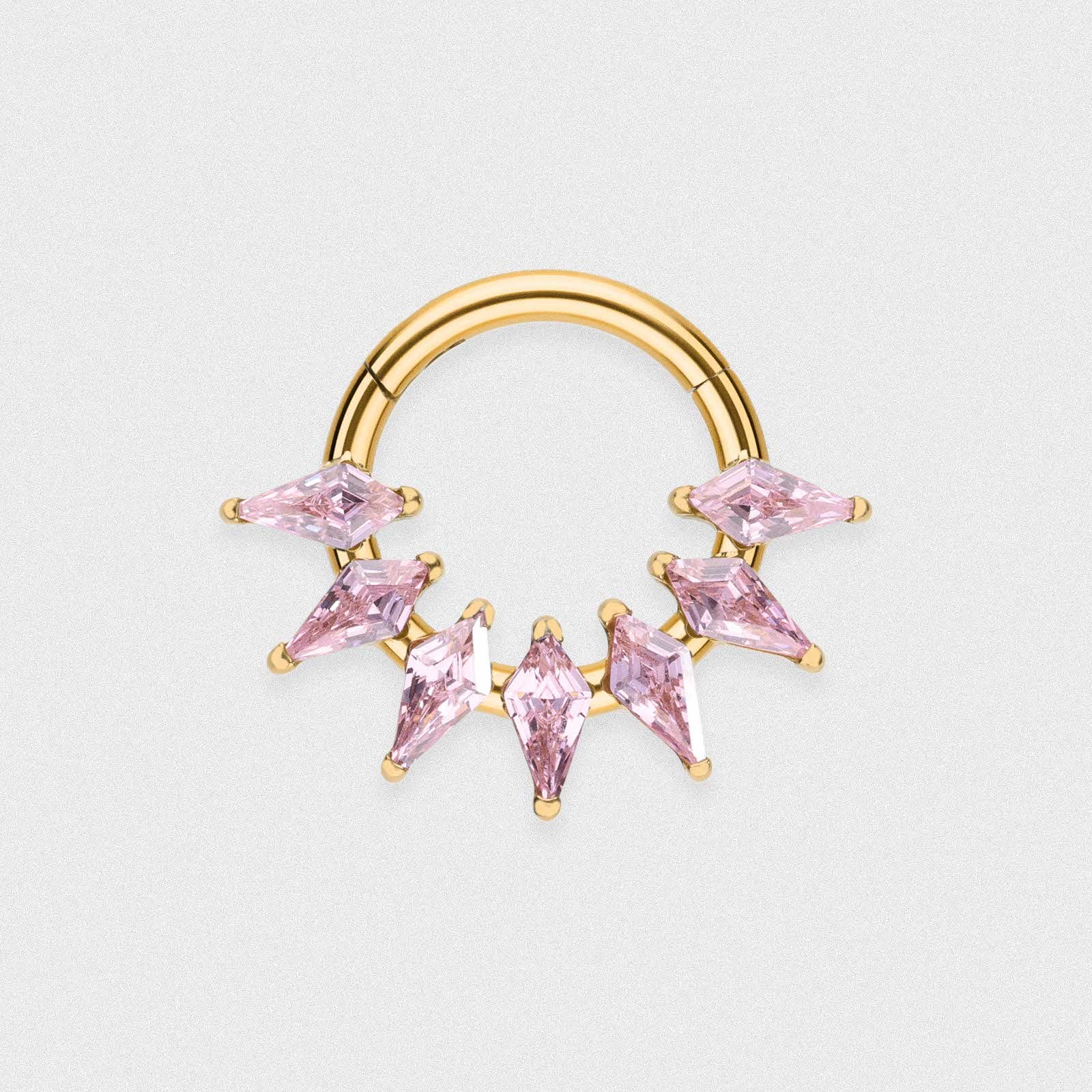 Pink Gem Shard Gold PVD Titanium Septum Clicker Ring