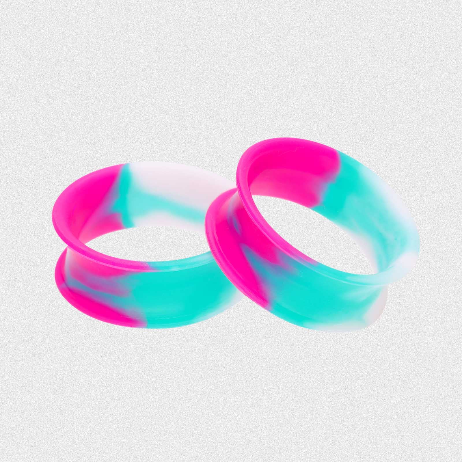Pink, Green And White Marble Double Flare Silicone Tunnel