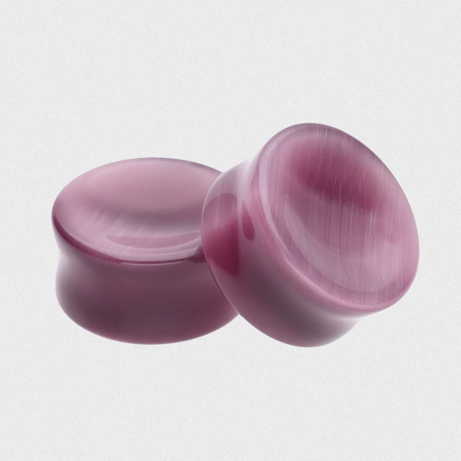 Purple Cat's Eye Glass Double Flare Concave Plug