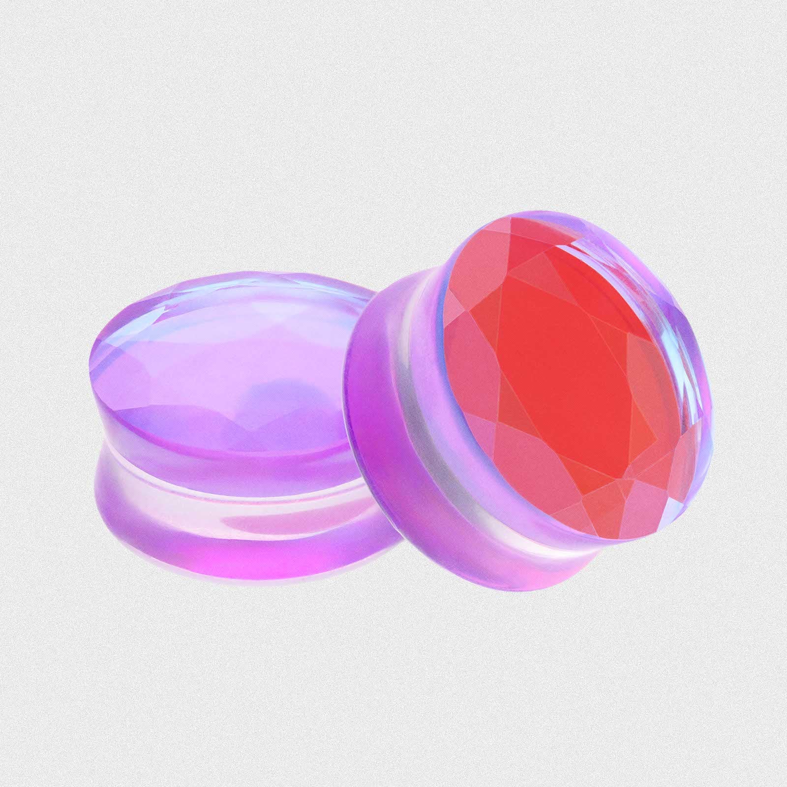 Purple Faceted Aurora Glass Double Flare Plug