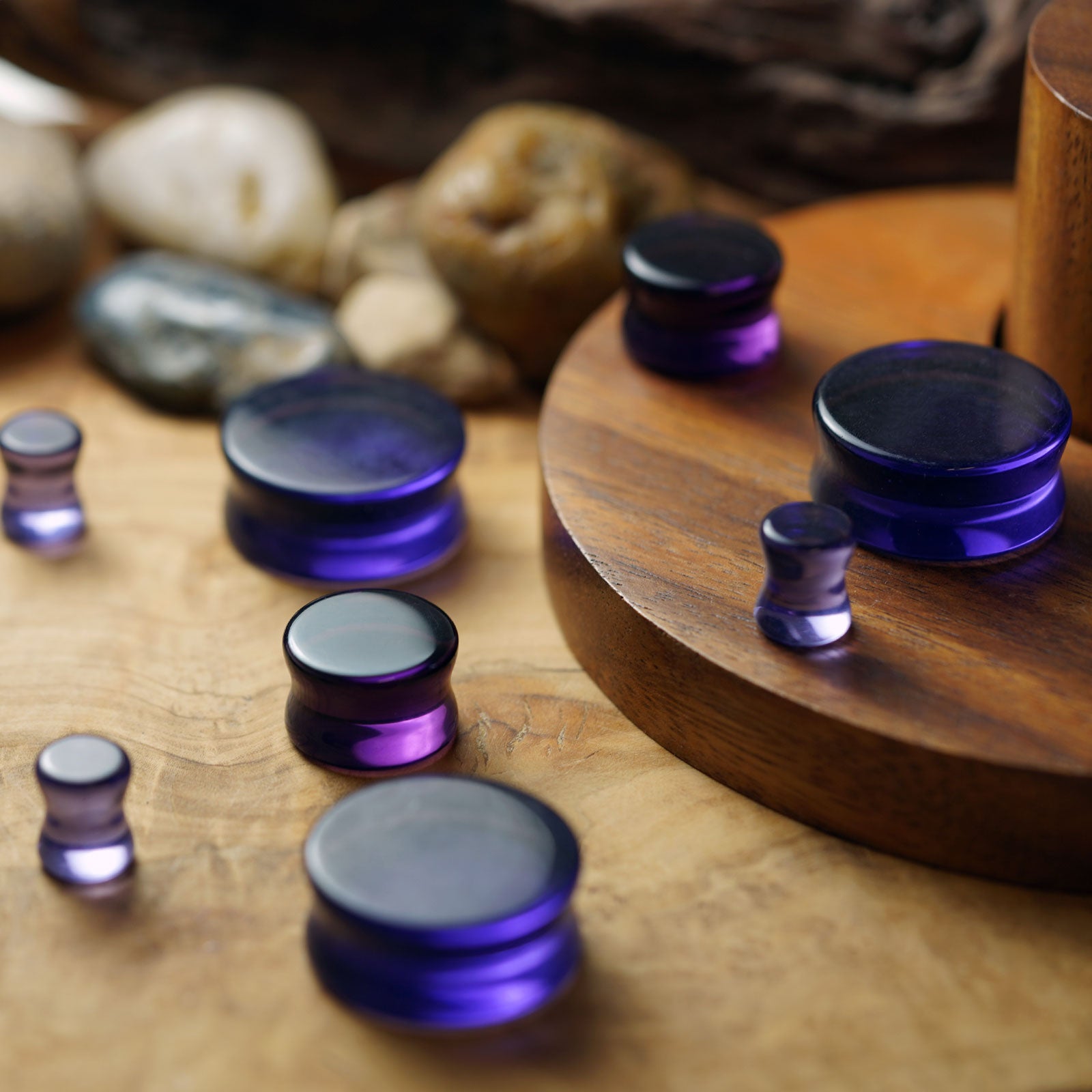 Purple Glass Double Flare Plug Group Shot