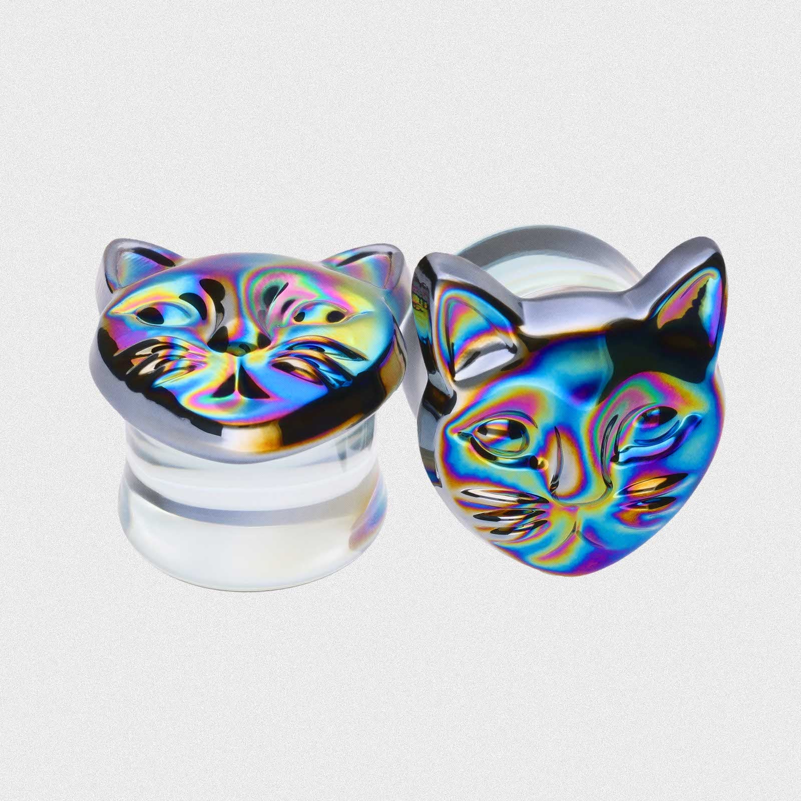 Rainbow Cat Glass Double Flare Plug