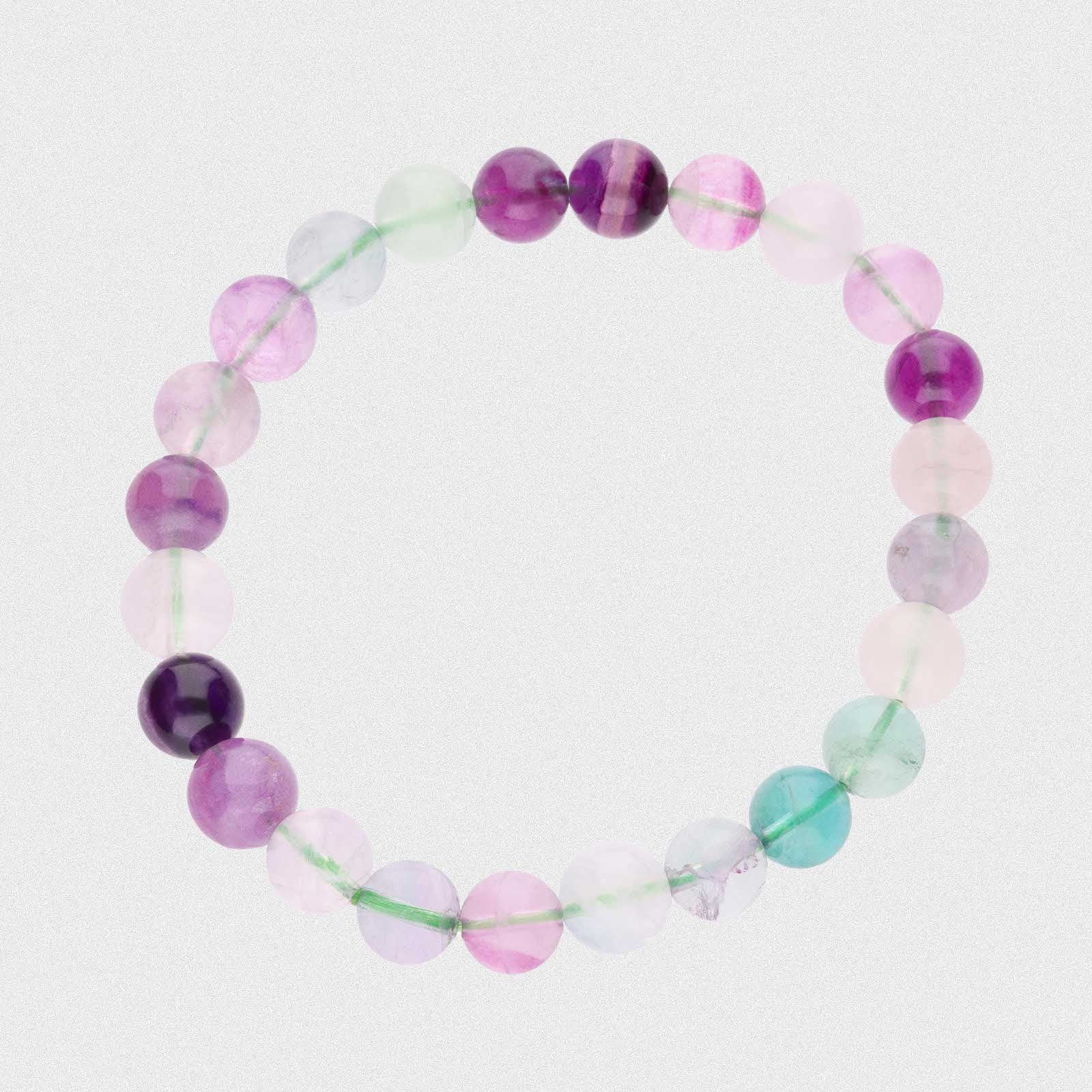 Rainbow Fluorite Bead Stone Stretch Bracelet