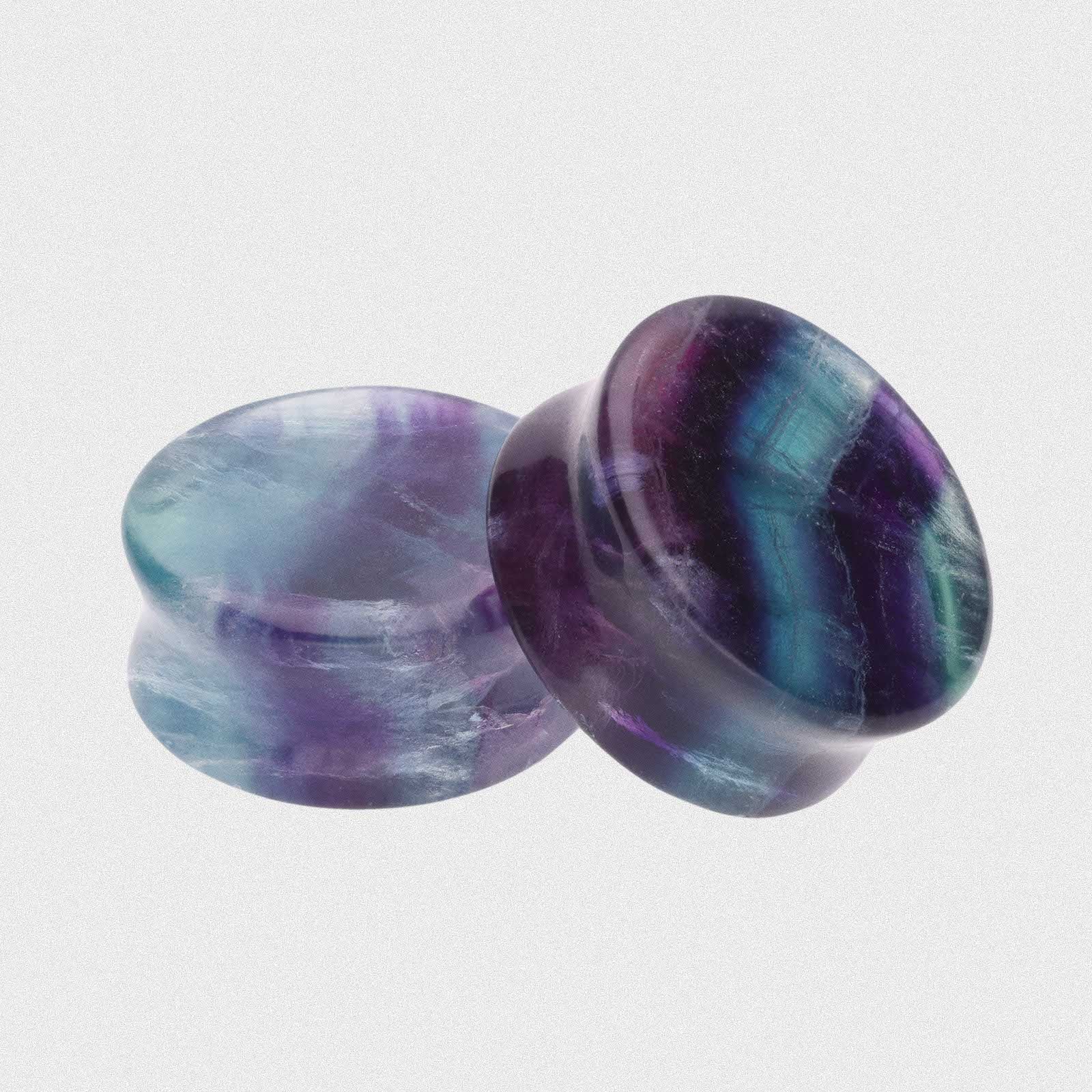 Rainbow Fluorite Double Flare Stone Plug