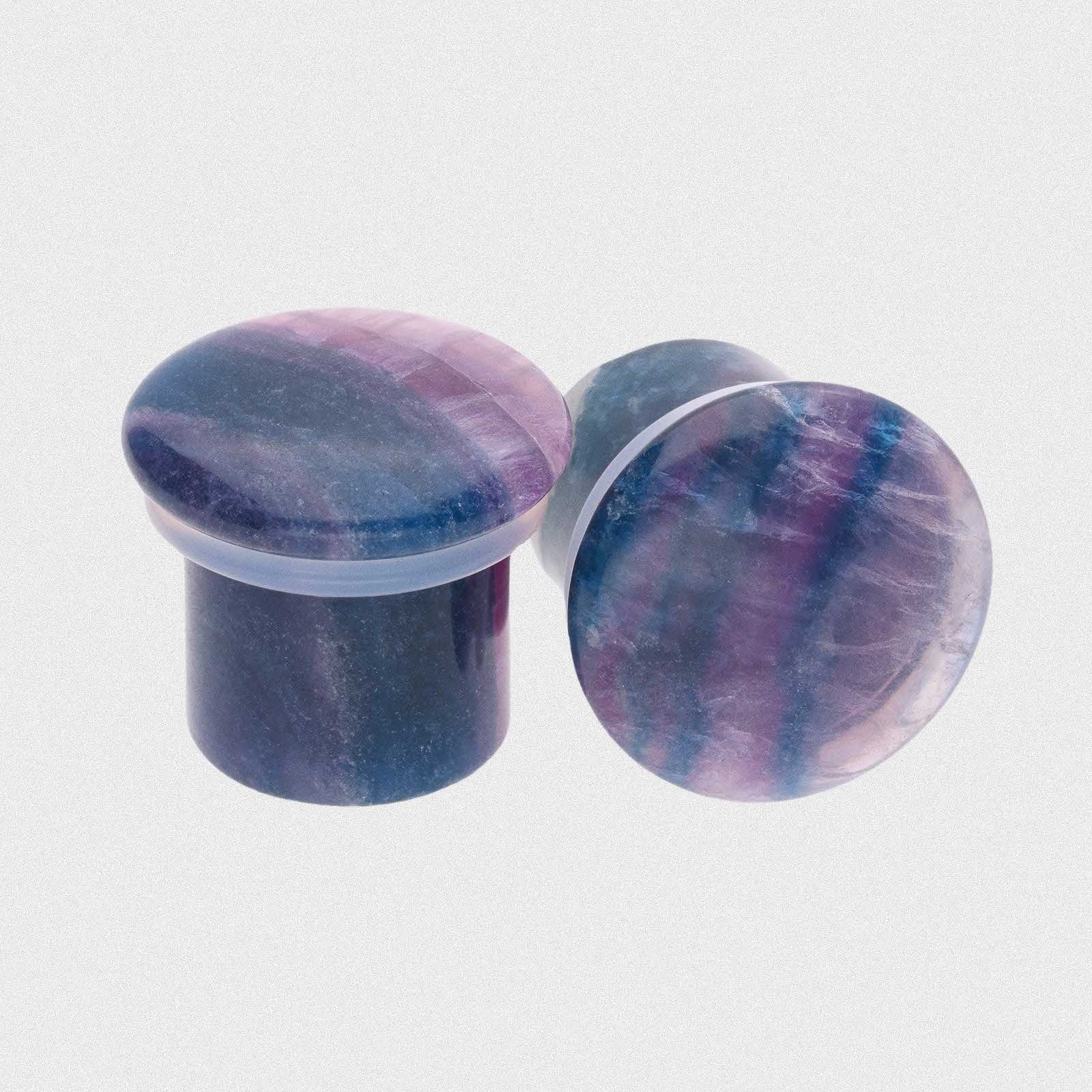Rainbow Fluorite Single Flare Convex Stone Plug