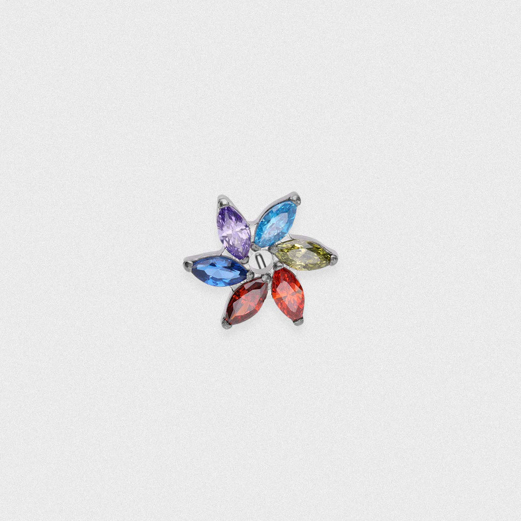Rainbow Offset Marquise Flower Titanium Threadless Top | Threadless