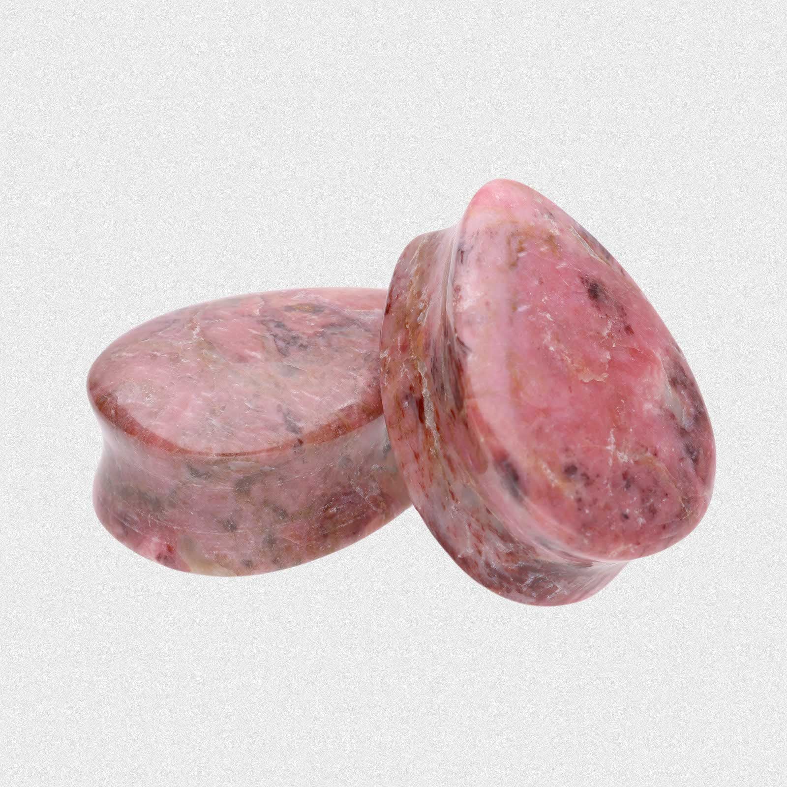 Rhodonite Double Flare Convex Teardrop Plug