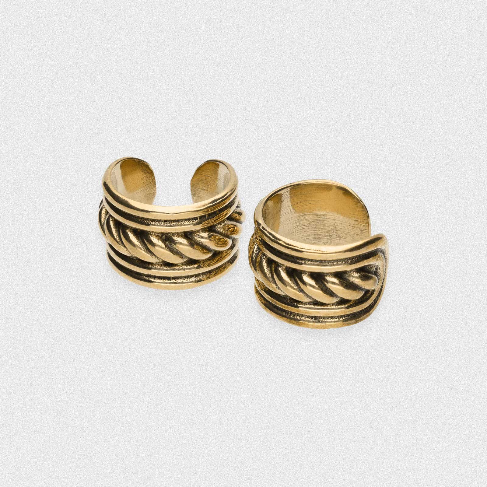Rope Border Brass Ear Cuff