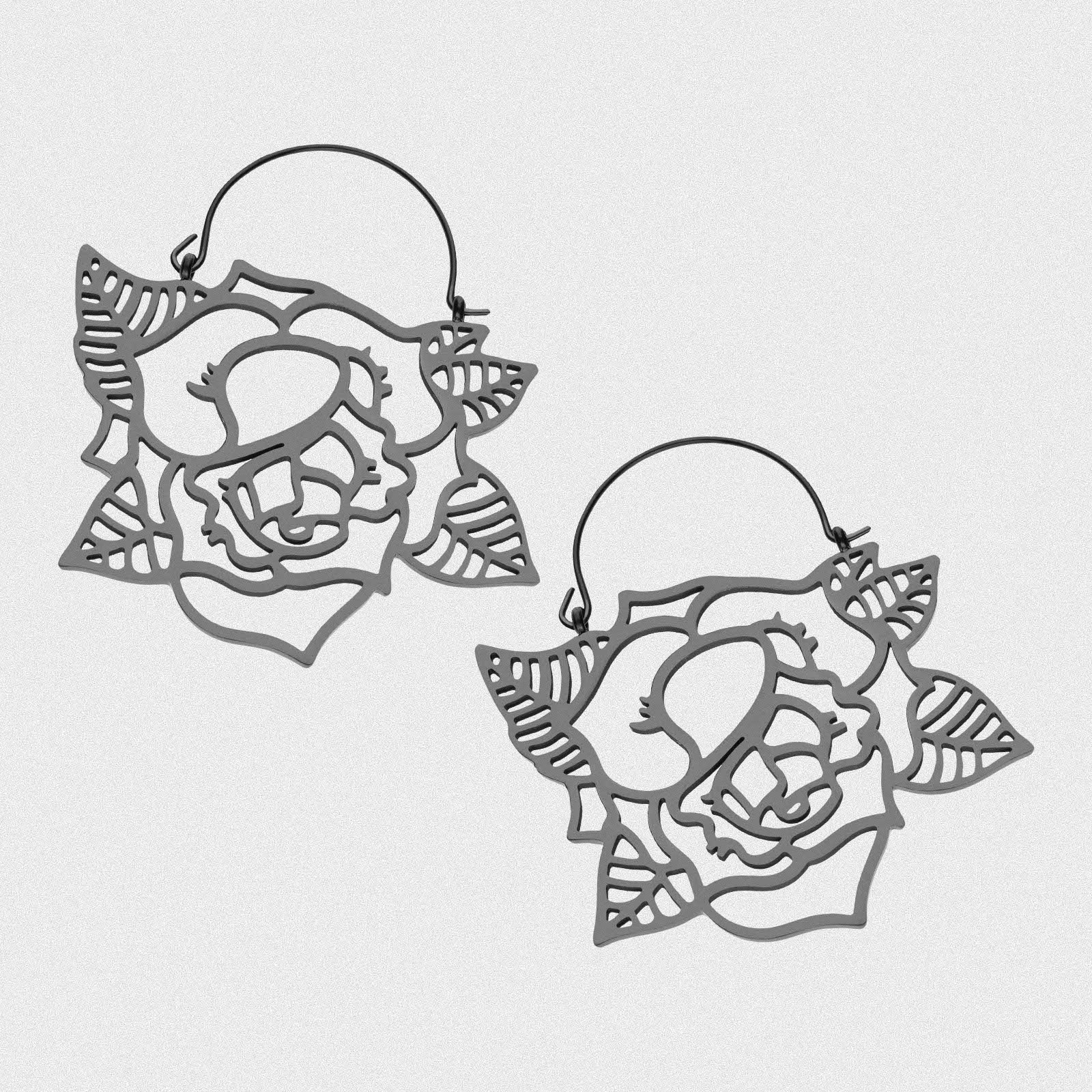 Rose Black PVD Plug Hoops