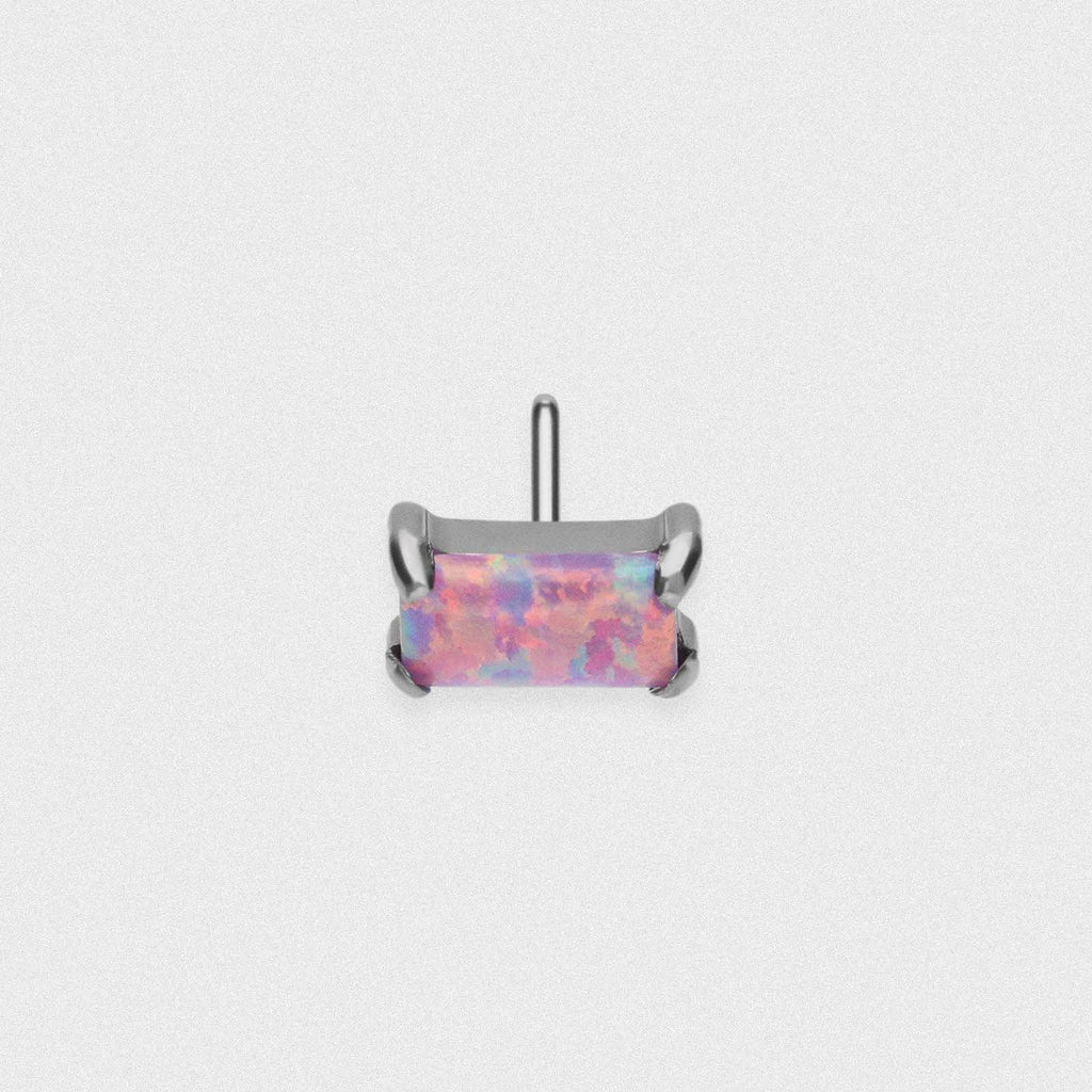 Rose Pink Synth Opal Bar Titanium Threadless Top | Threadless | SIBJ