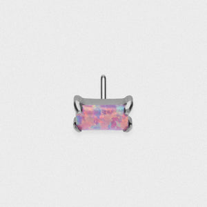 Rose Pink Synth Opal Bar Titanium Threadless Top