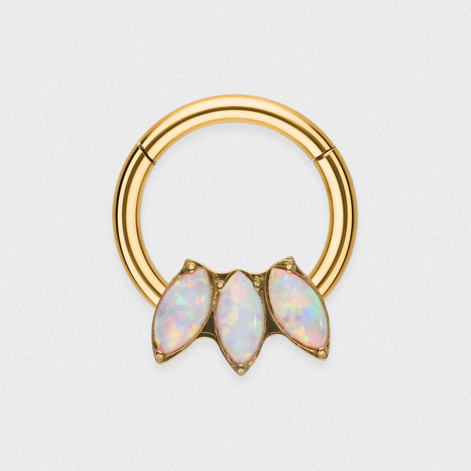 Royal Triple Marquise Synth Opal Gold PVD Titanium Septum Clicker Ring