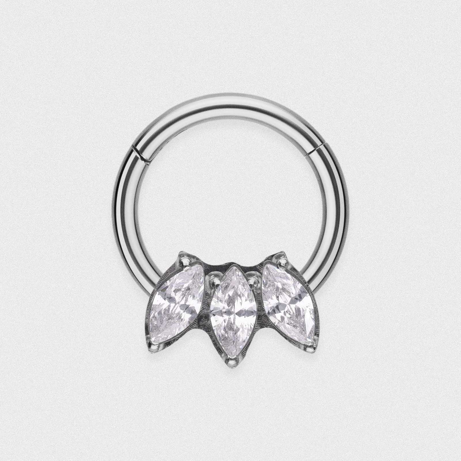 Royal Triple Marquise Titanium Septum Clicker Ring