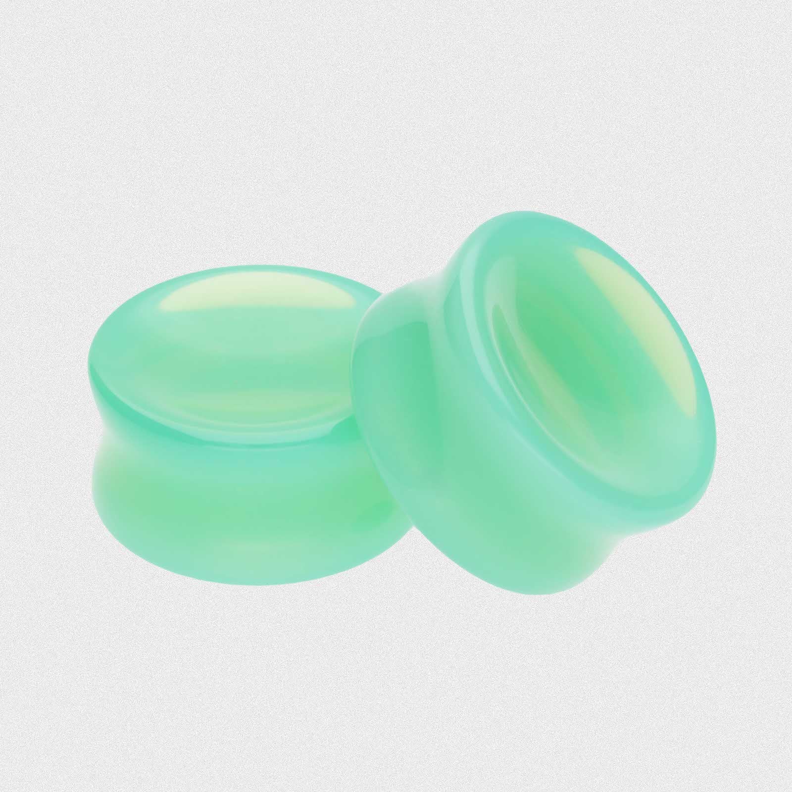 Seafoam Green Opalite Glass Double Flare Concave Plug