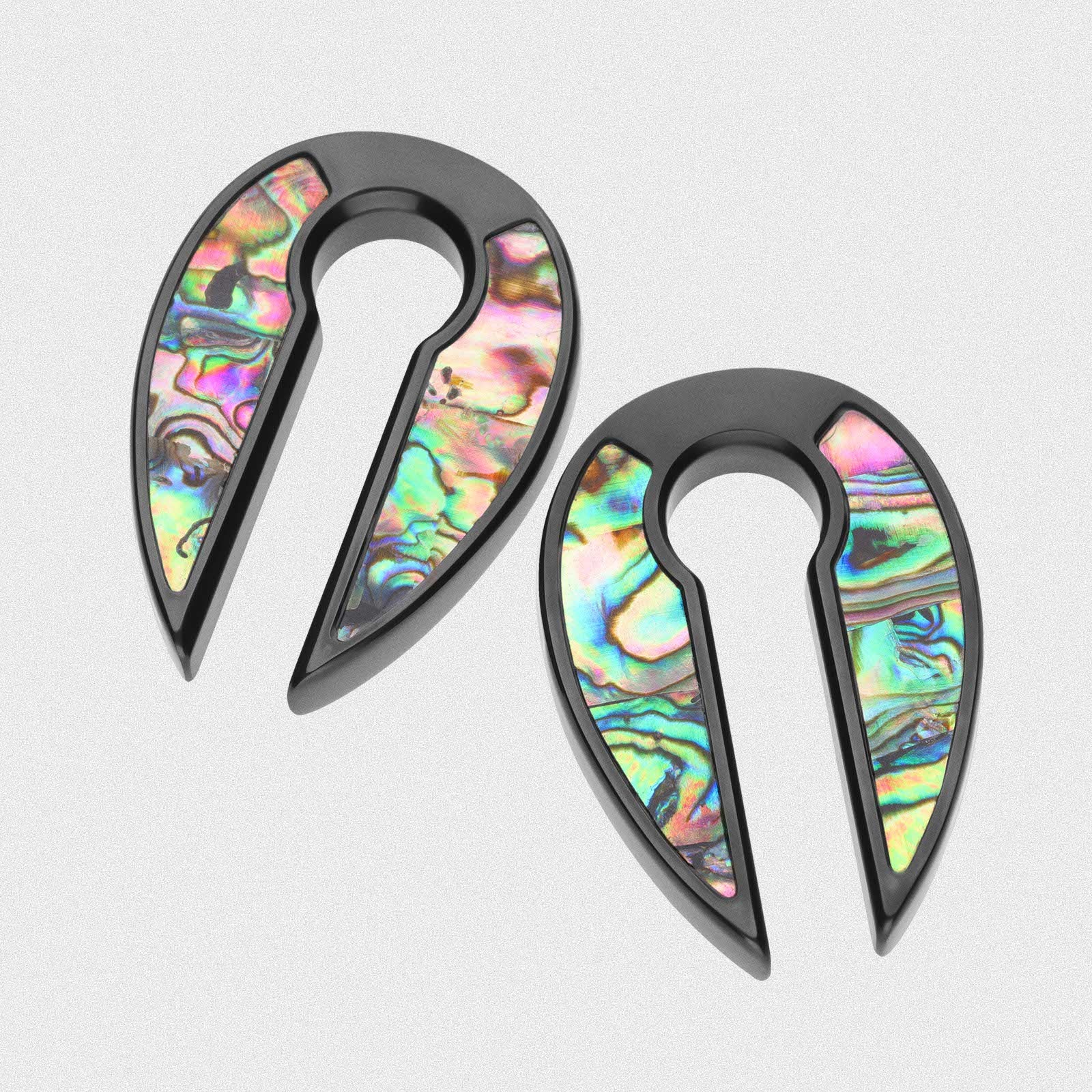 Shell Inlaid Keyhole & Black PVD Ear Weight