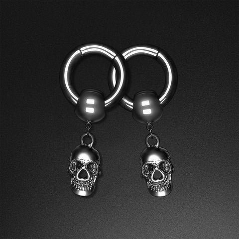 Skull Hanger Black PVD Magnetic Ear Weight Overhead