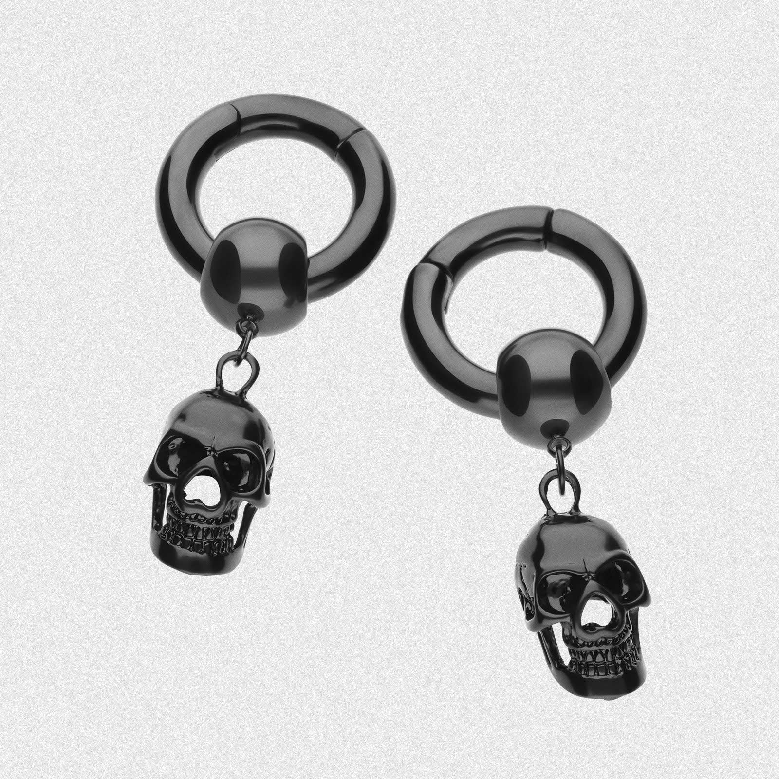 Skull Hanger Black PVD Magnetic Ear Weight