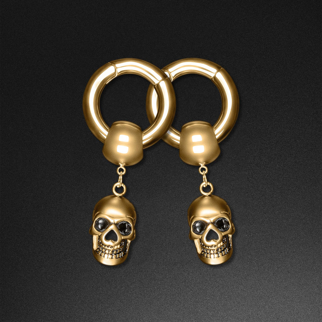 Skull Hanger Gold PVD Magnetic Ear Weight Overhead