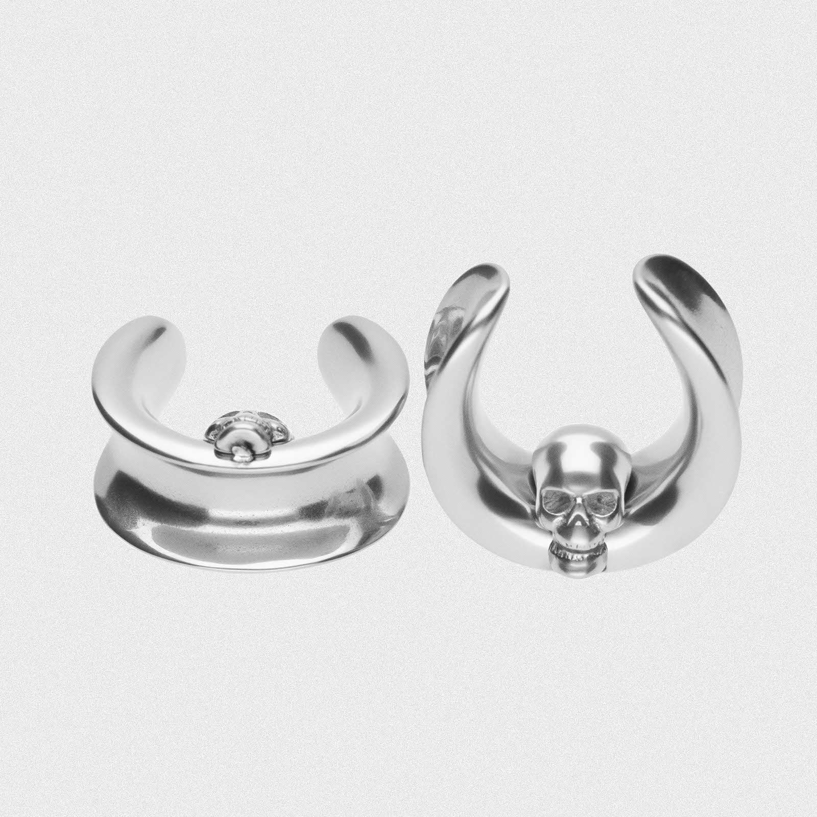 Skull Surgical Steel Saddle Plug Ear Weight