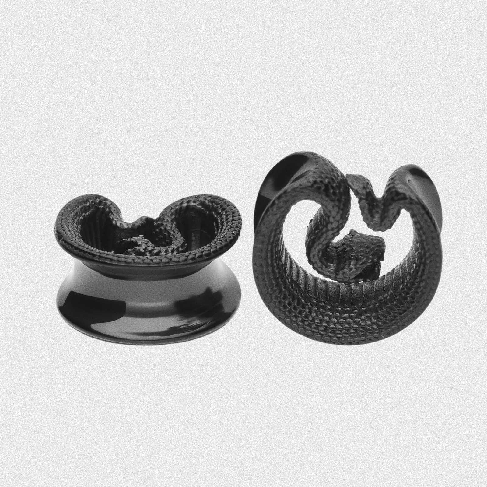 Snake Black PVD Saddle Plug Ear Weight