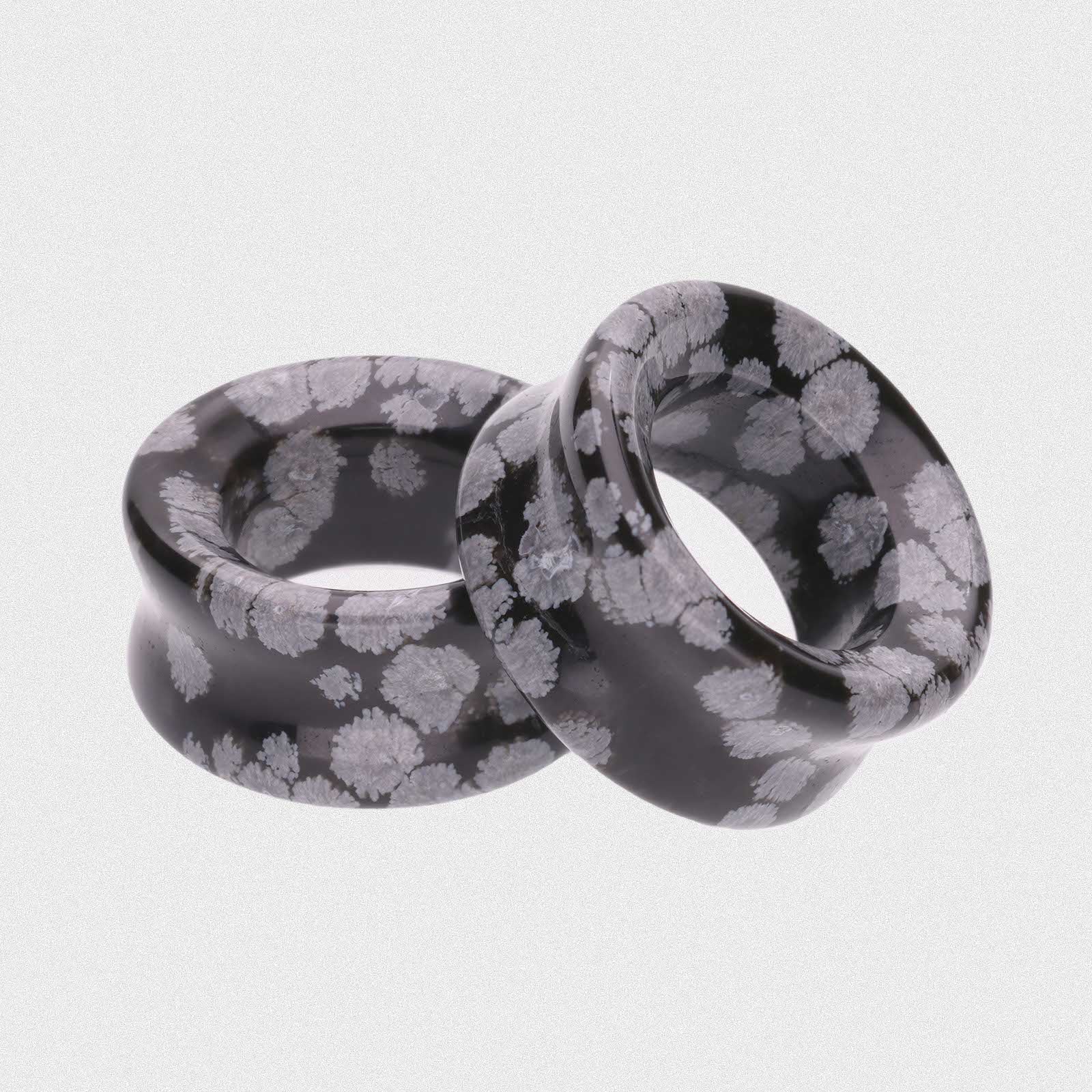 Snowflake Obsidian Double Flare Concave Stone Tunnel