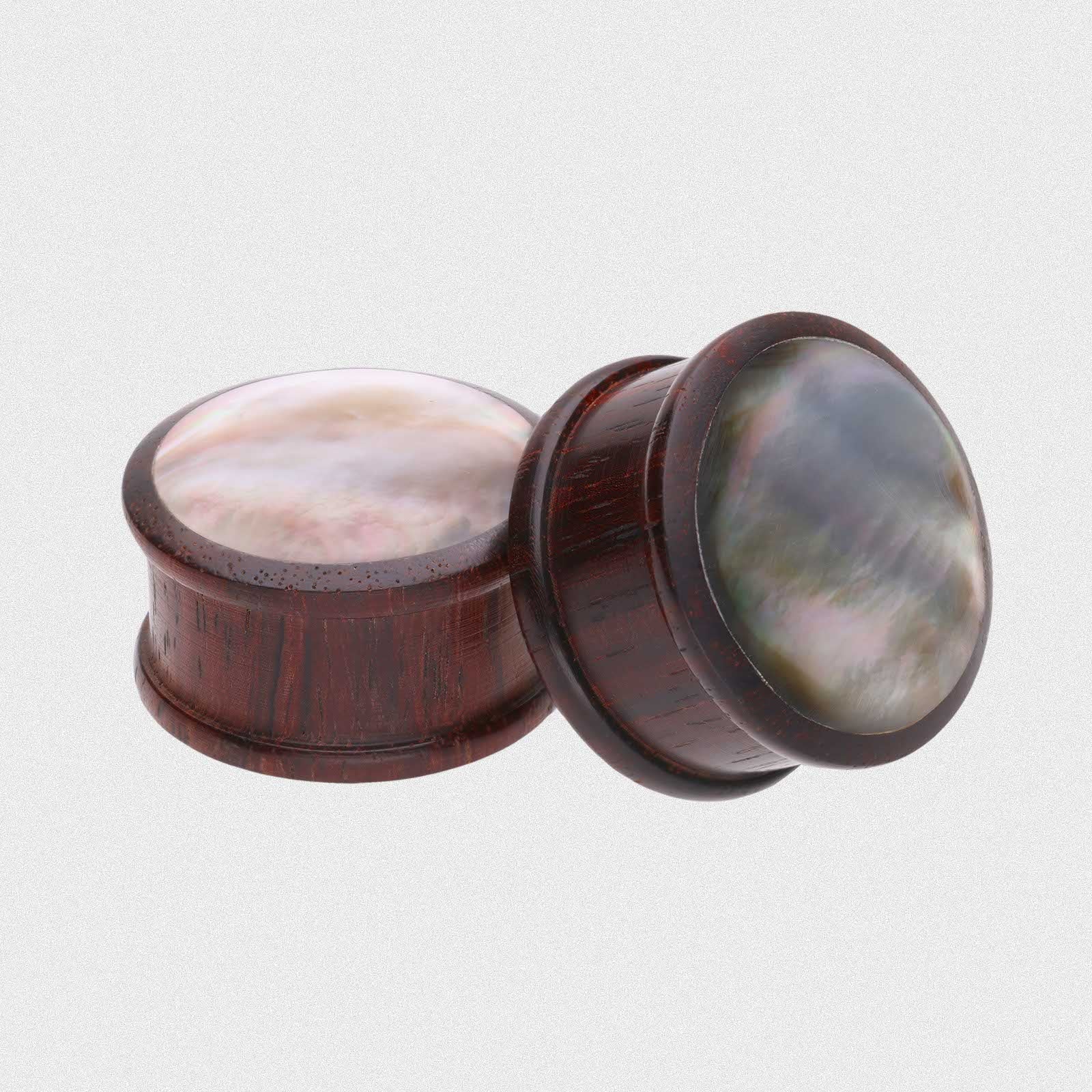 Sono Wood Double Flare Plug With Black MOP Inlay