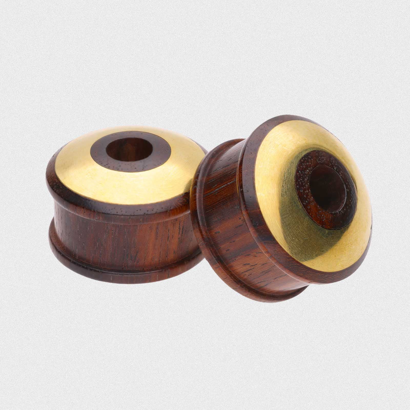 Sono Wood Double Flare Tunnel With Brass Halo Inlay