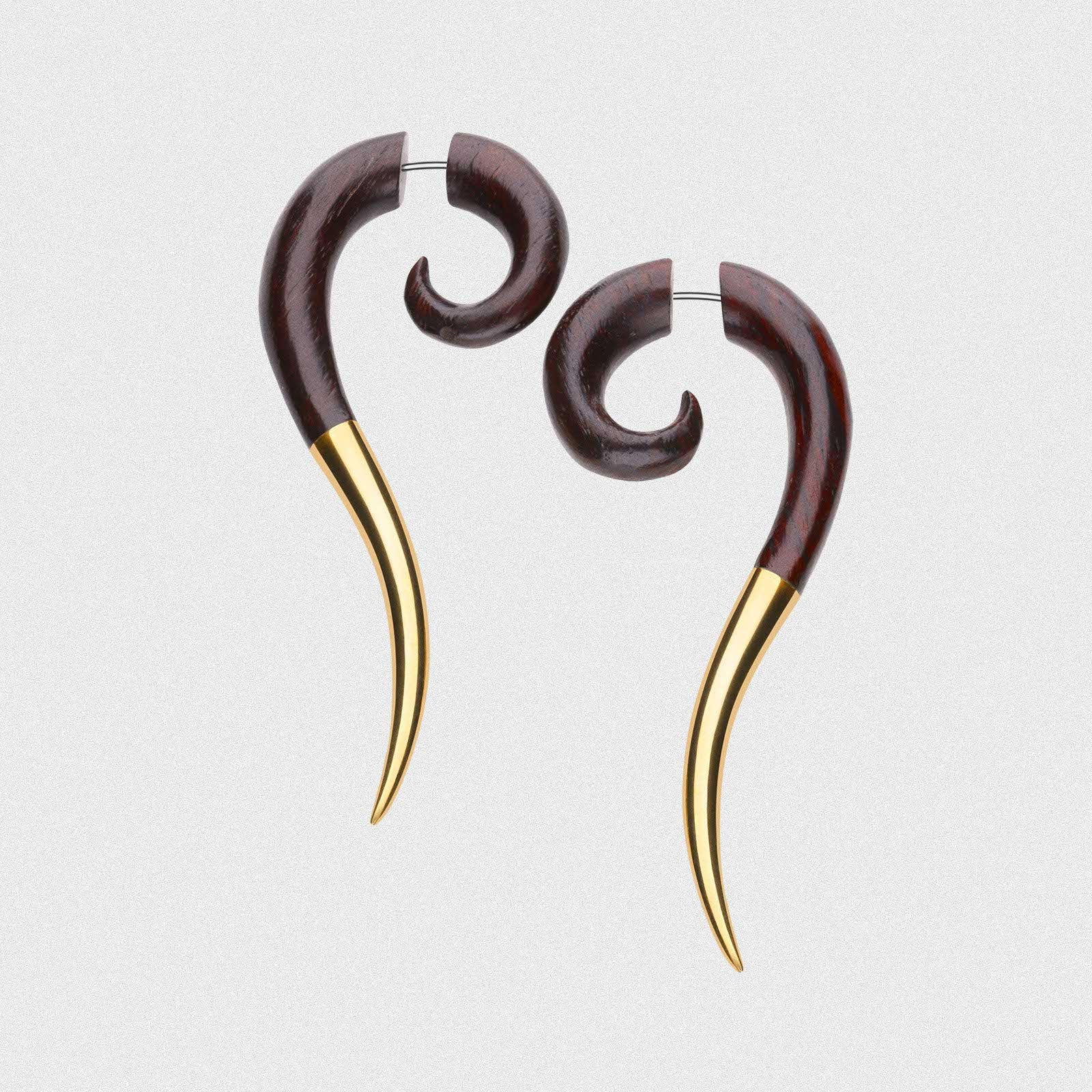 Sono Wood Fake Gauge Hanging Spiral With Brass Tip