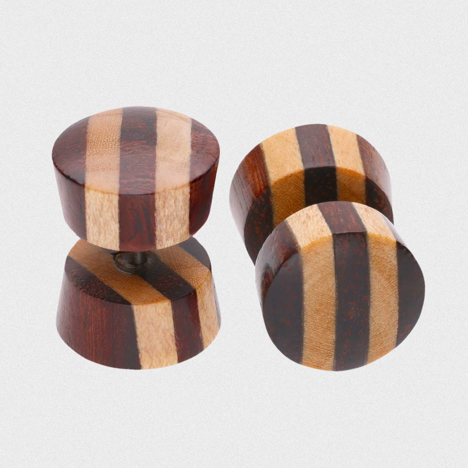 Sono Wood Fake Gauge Plug With Crocodile Wood Stripes