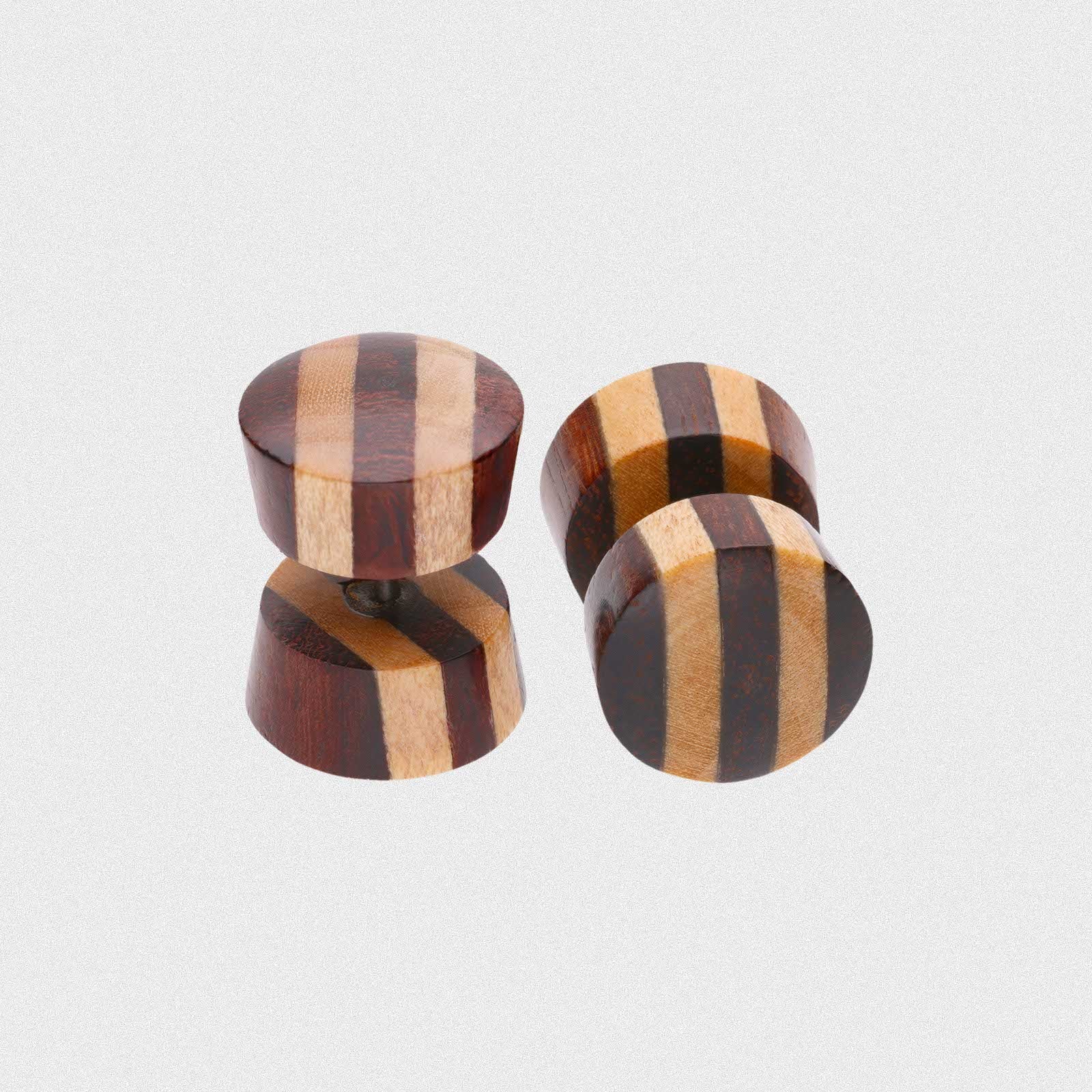 Sono Wood Fake Gauge Plug With Crocodile Wood Stripes
