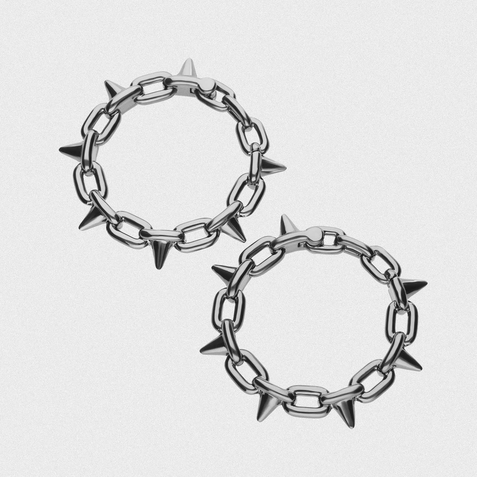 Spike Chain Hoop Gunmetal Grey PVD Ear Weight