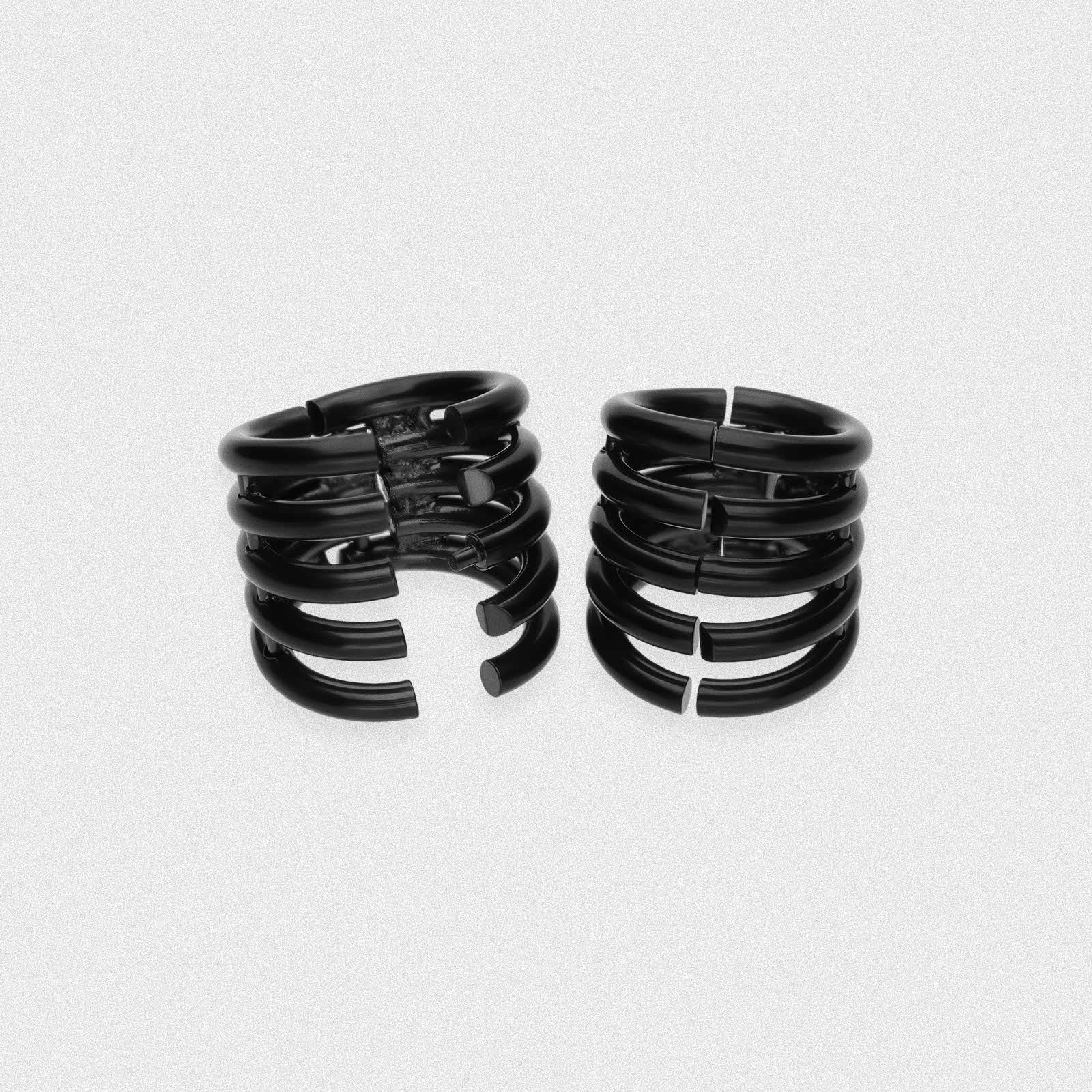 Stacked Ring Black PVD Hinged Ear Weight