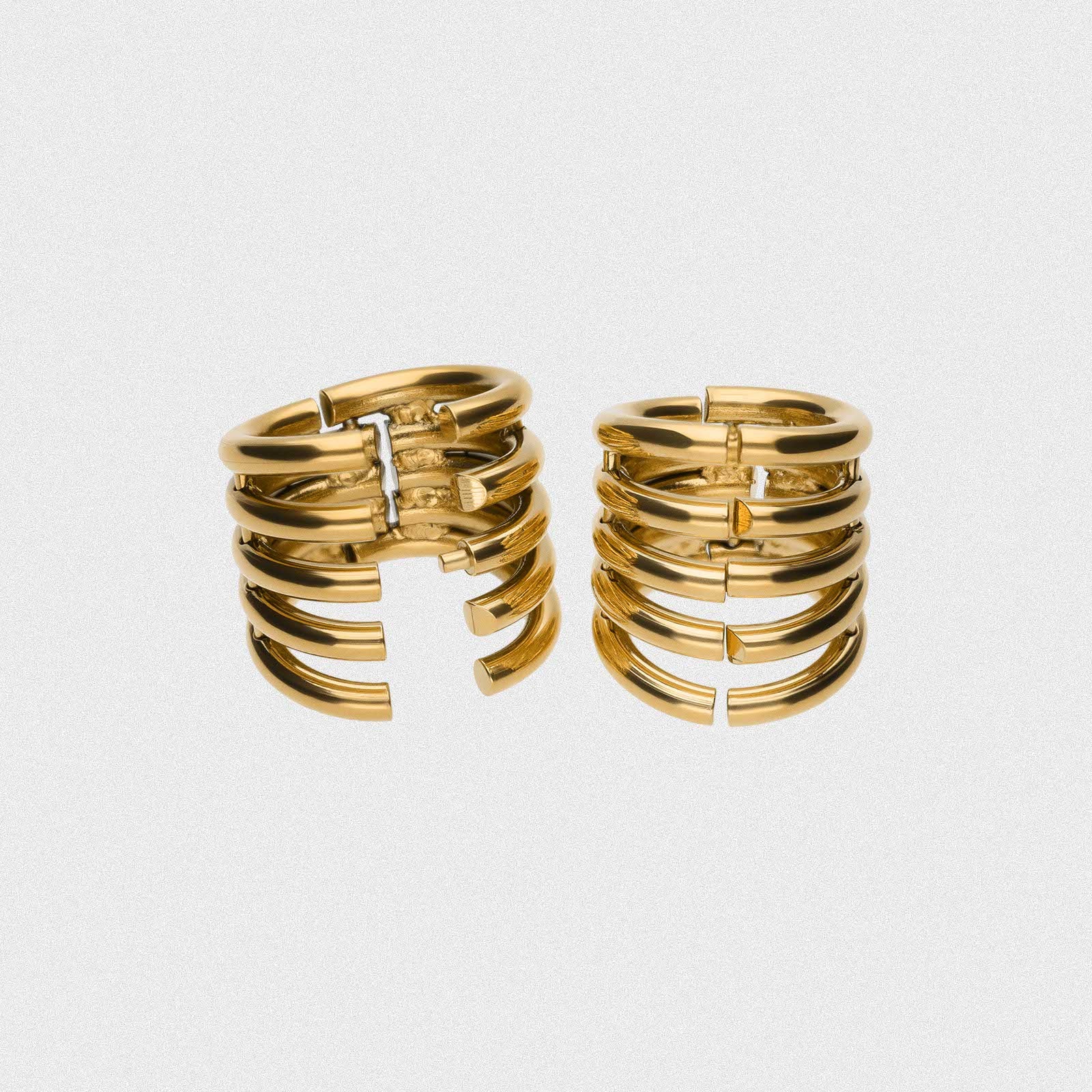 Stacked Ring Gold PVD Hinged Ear Weight