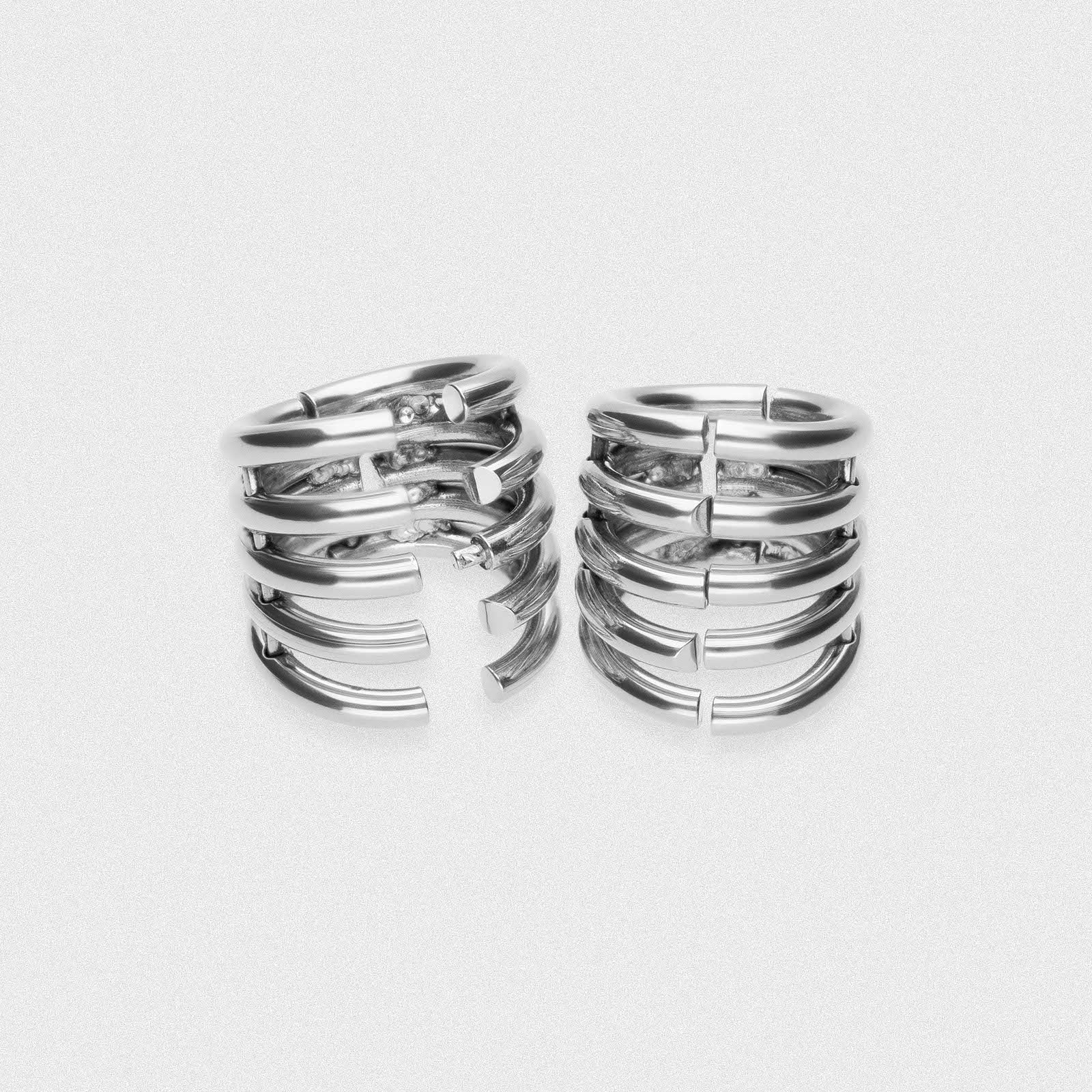 Stacked Ring Surgical Steel Hinged Ear Weight