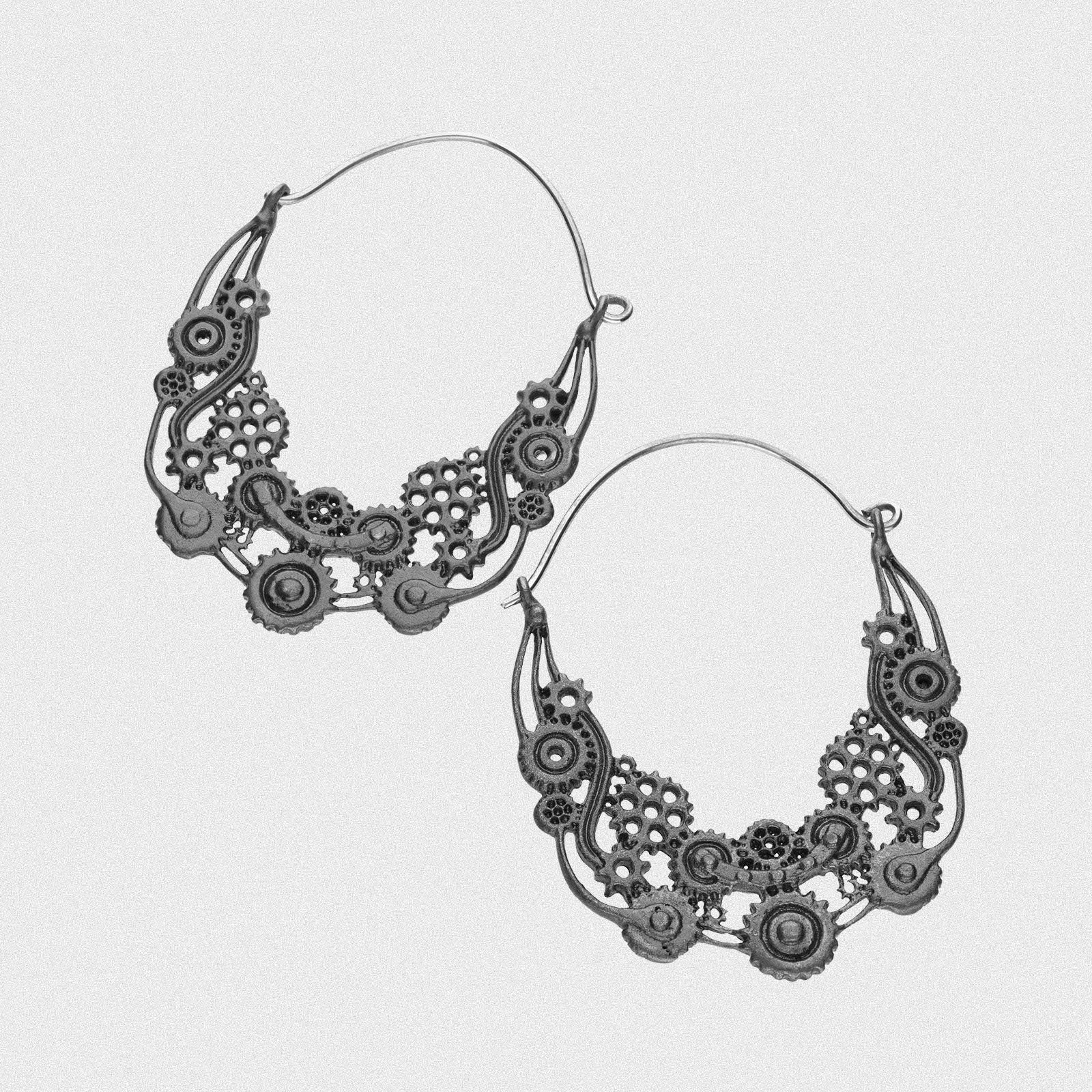 Steampunk Black Gunmetal Plug Hoops