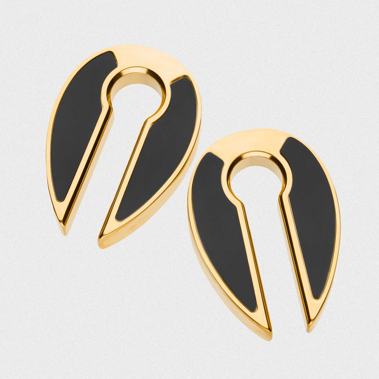 Stone Inlaid Keyhole & Gold PVD Ear Weight