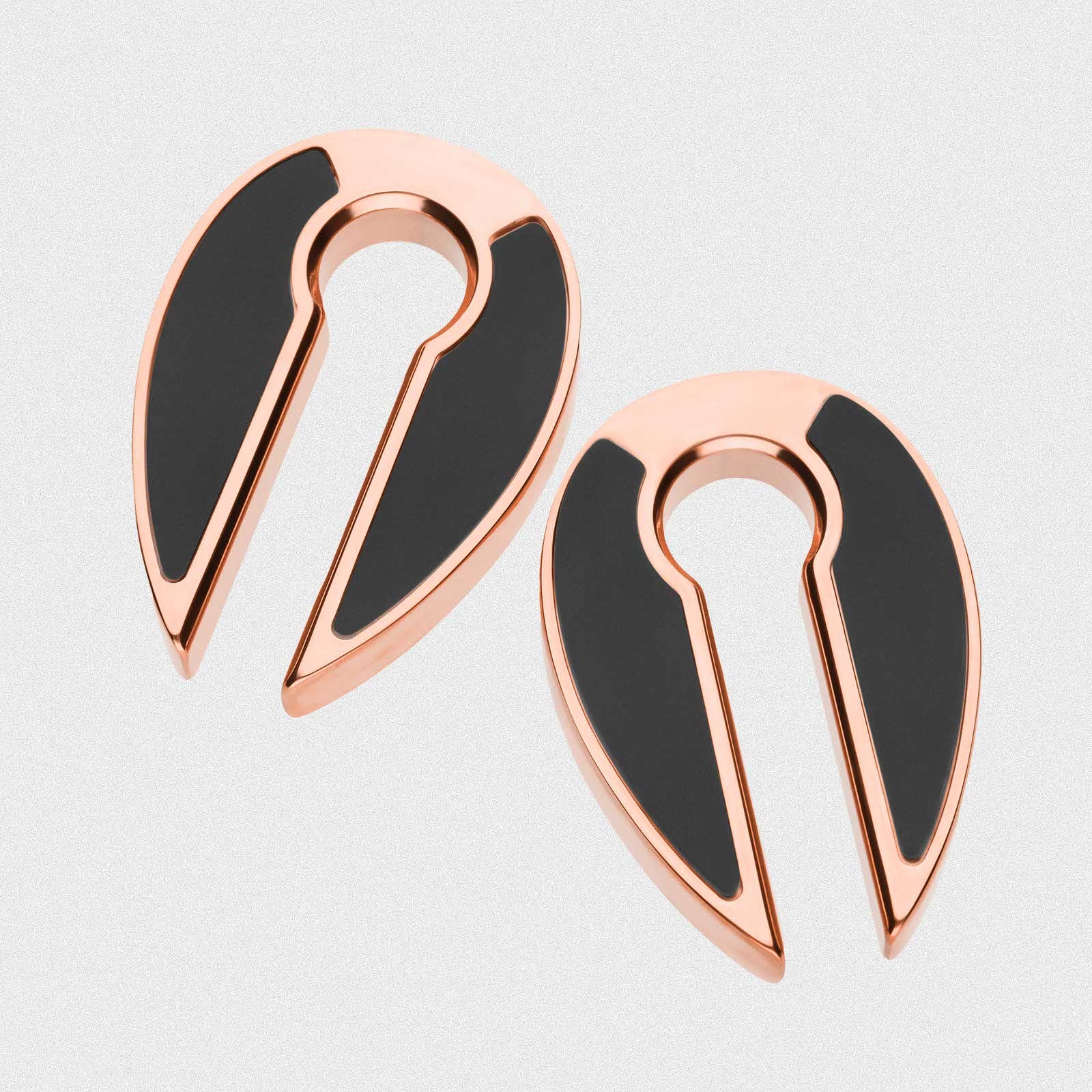 Stone Inlaid Keyhole & Rose Gold PVD Ear Weight