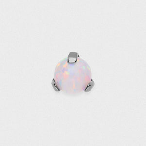 Three Prong Synth White Opal & Titanium Threadless Top
