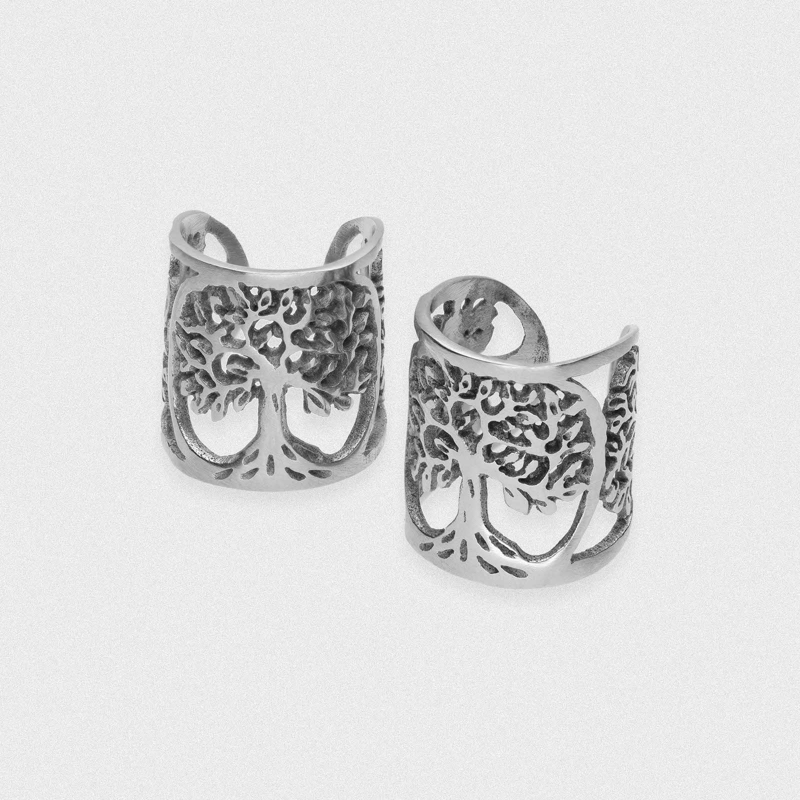Tree Of Life White Brass Ear Cuff